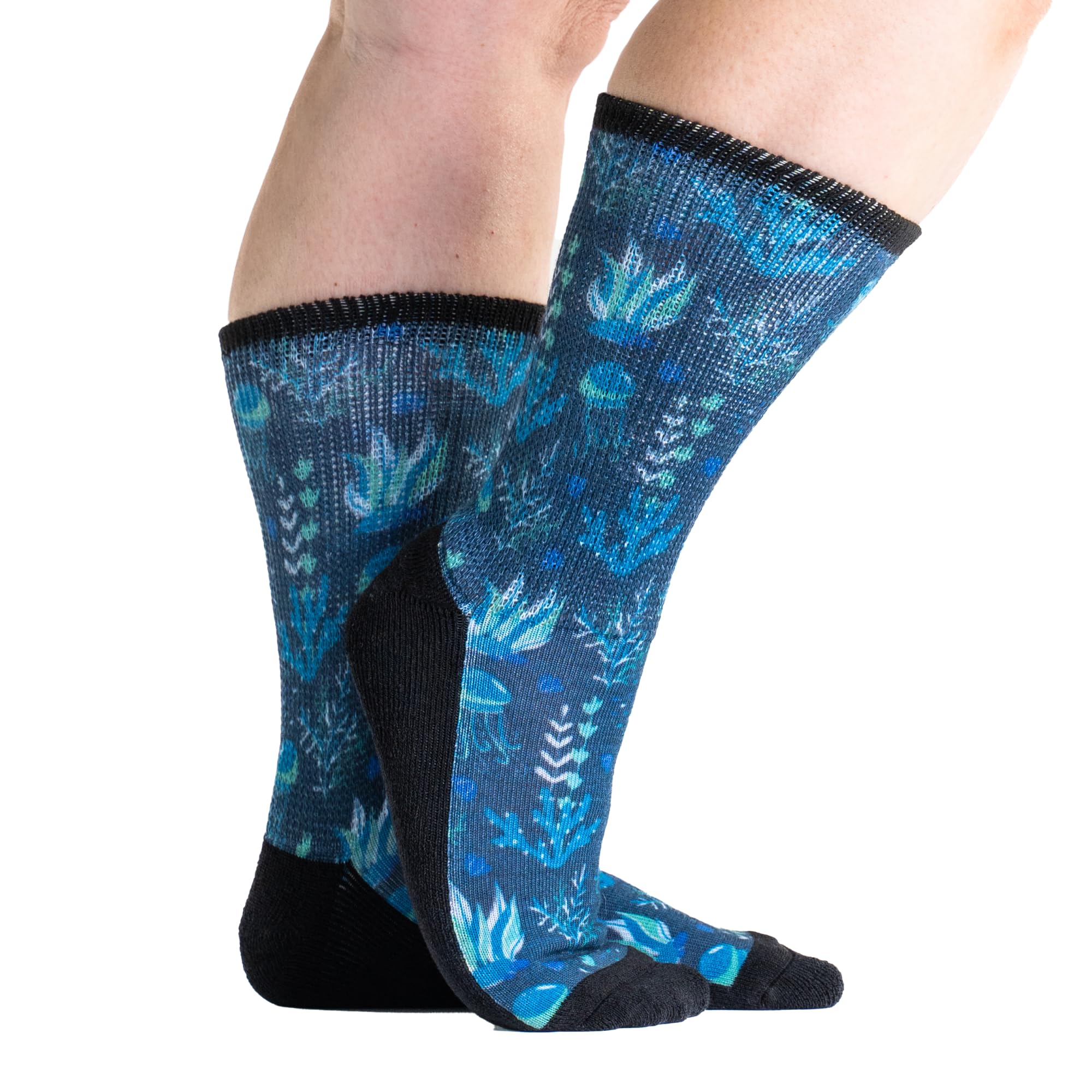 Viasox EasyStretch Diabetic Crew Socks for Men & Women, Non Binding Neuropathy Socks