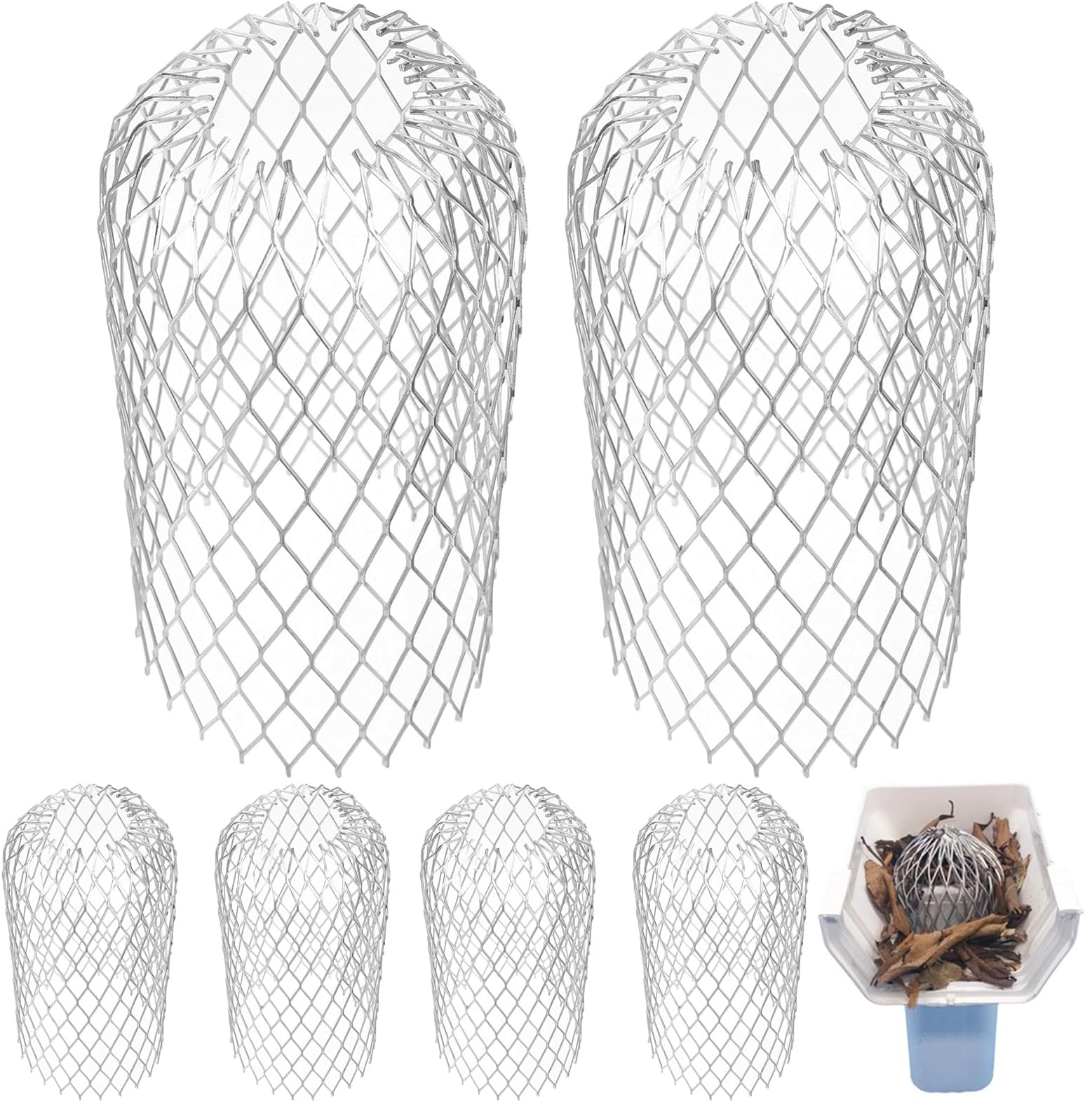 YUNYODA 6 Pack Aluminum Gutter Guards, Expandable Filter Strainer Leaf Strainer Gutter, Keeps Gutter Downpipes Clear of Blockages from Leaves, Moss, Muck, Mud, Balls and Other Debris