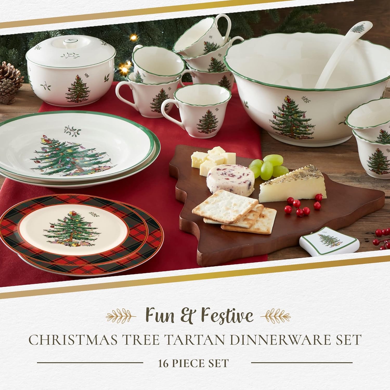 Spode Christmas Tree 16-Piece Dinnerware Set - Image 2