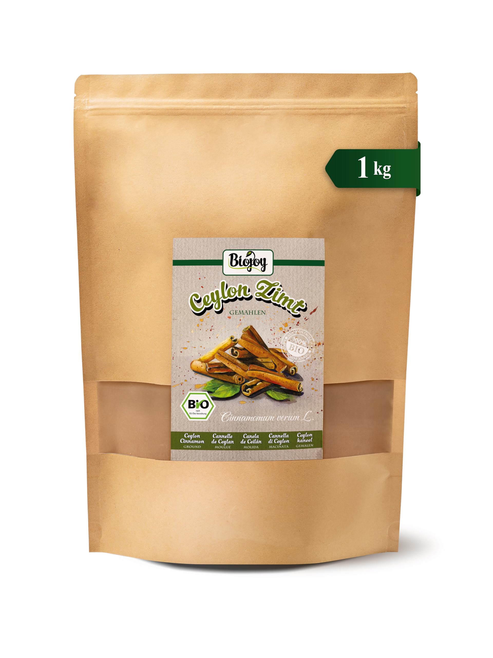 Biojoy Cannelle de Ceylan BIO en poudre (1 kg), sans additifs (Cinnamomum verum L.)
