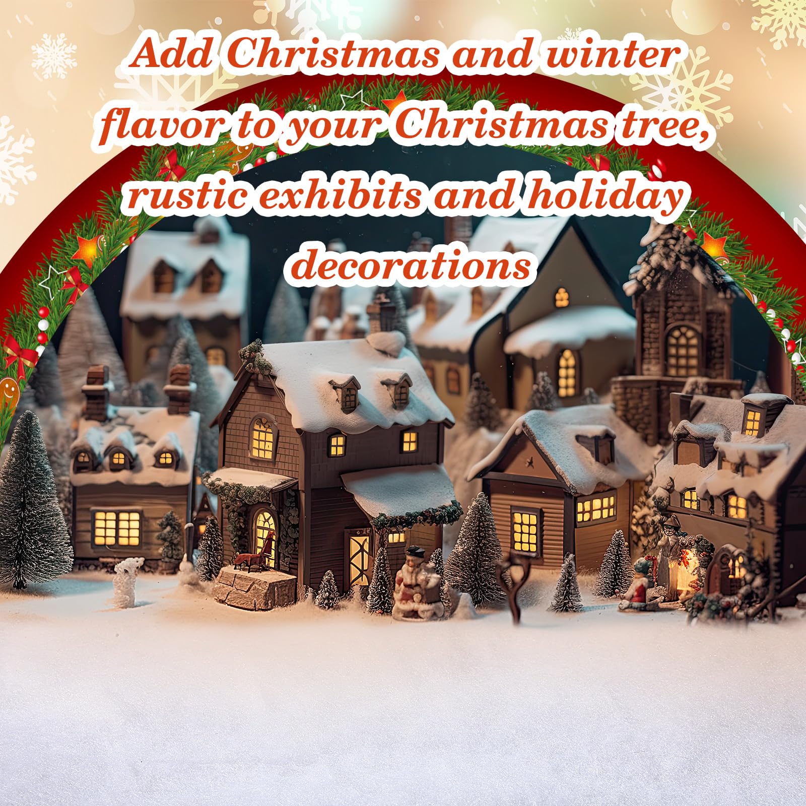 Newwiee Lot de 6 couvertures de neige artificielles pour Noël - Bonhomme de neige - Décorations de Noël pour village de Noël - Décoration de fête - 0,8 x 2,4 m