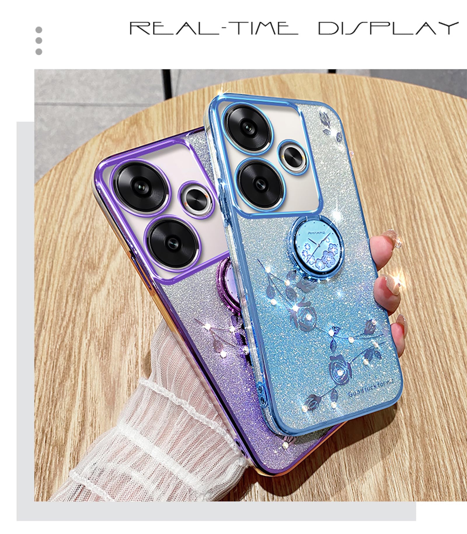 YUEQIAN Cover Glitterata per Xiaomi 14T 5G, Ultra Sottile Brillantini
