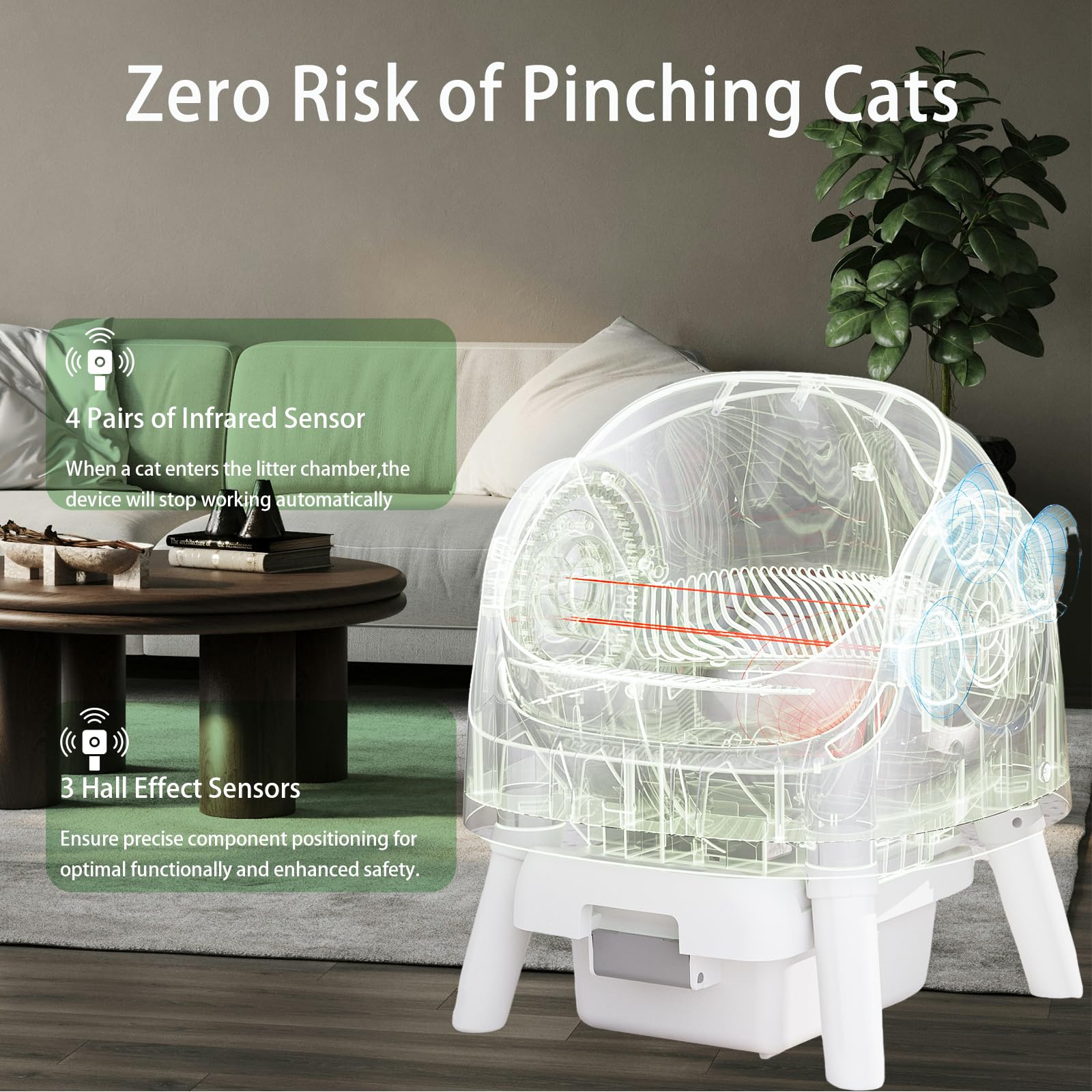 AutoScooper 11 Self Cleaning Litter Box, Automatic Cat Litter Box for Multiple Cats, Top Enter Cat Litter Box with Liners and Mat Included, White (Manufacturer by PETPIVOT INC)