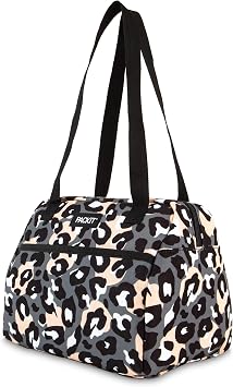 PackIt Freezable Hampton Lunch Bag, Wild Leopard Gray, Built with EcoFreeze Technology, Collapsible, Reusable, Zip Closure with Front Pocket and Shoulder Straps, Perfect for Tweens and Adults