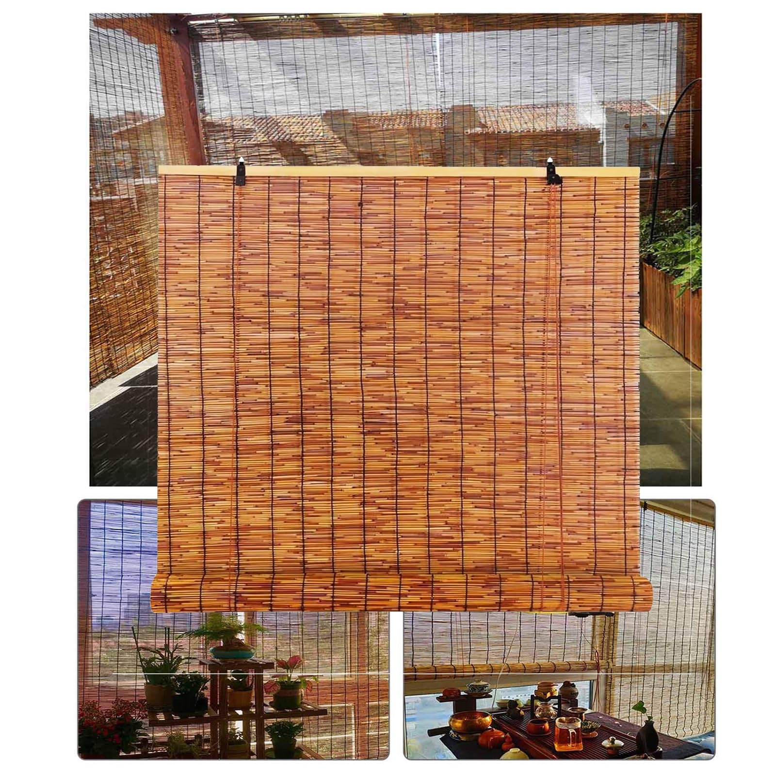 Rideau en paille vintage pour tamiser la lumière de votre salon