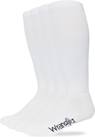 Wrangler Mens 80% Cotton Western Tall Boot Socks 4 Pair Pack