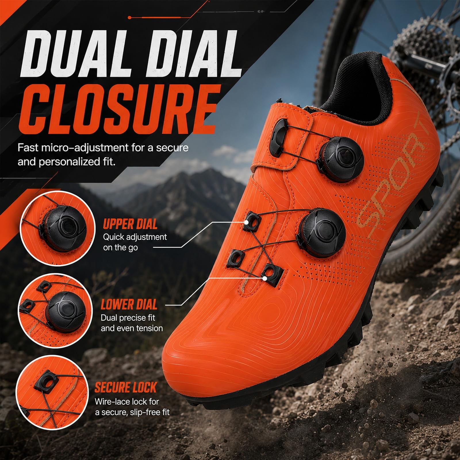 Unisex Scarpe da Ciclismo, Uomo Donna PRO MTB Mountain Bike | Unisex Scarpe Ciclismo, Uomo Donna Mountain Bike, Professionali MTB Suola 2 Fori Compatibili Tutti Pedali SPD
