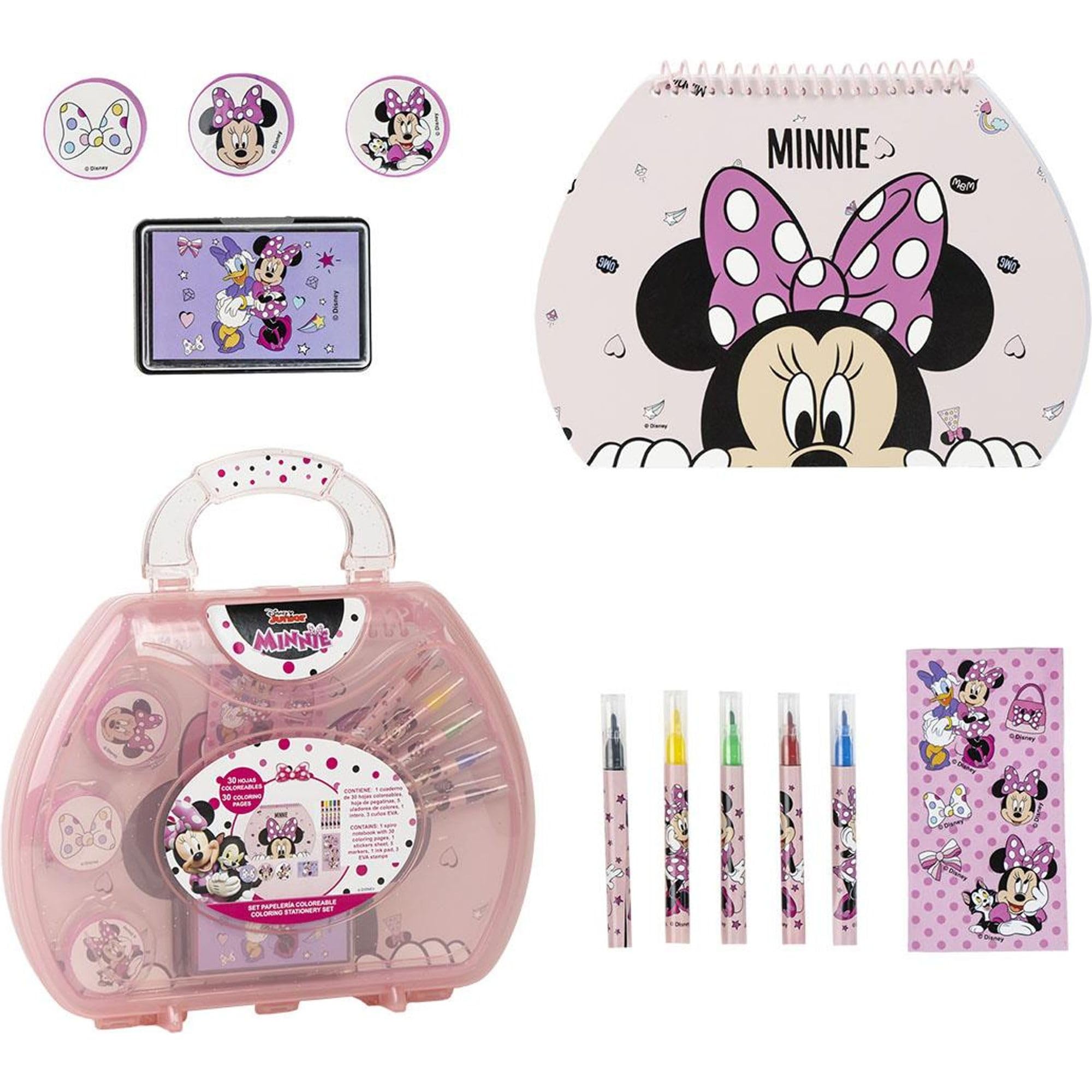 Minnie Inspired Stationery Set – Pink – 23 x 20 x 4 cm – Includes Case to Coloring – Original Product Designed in Spain