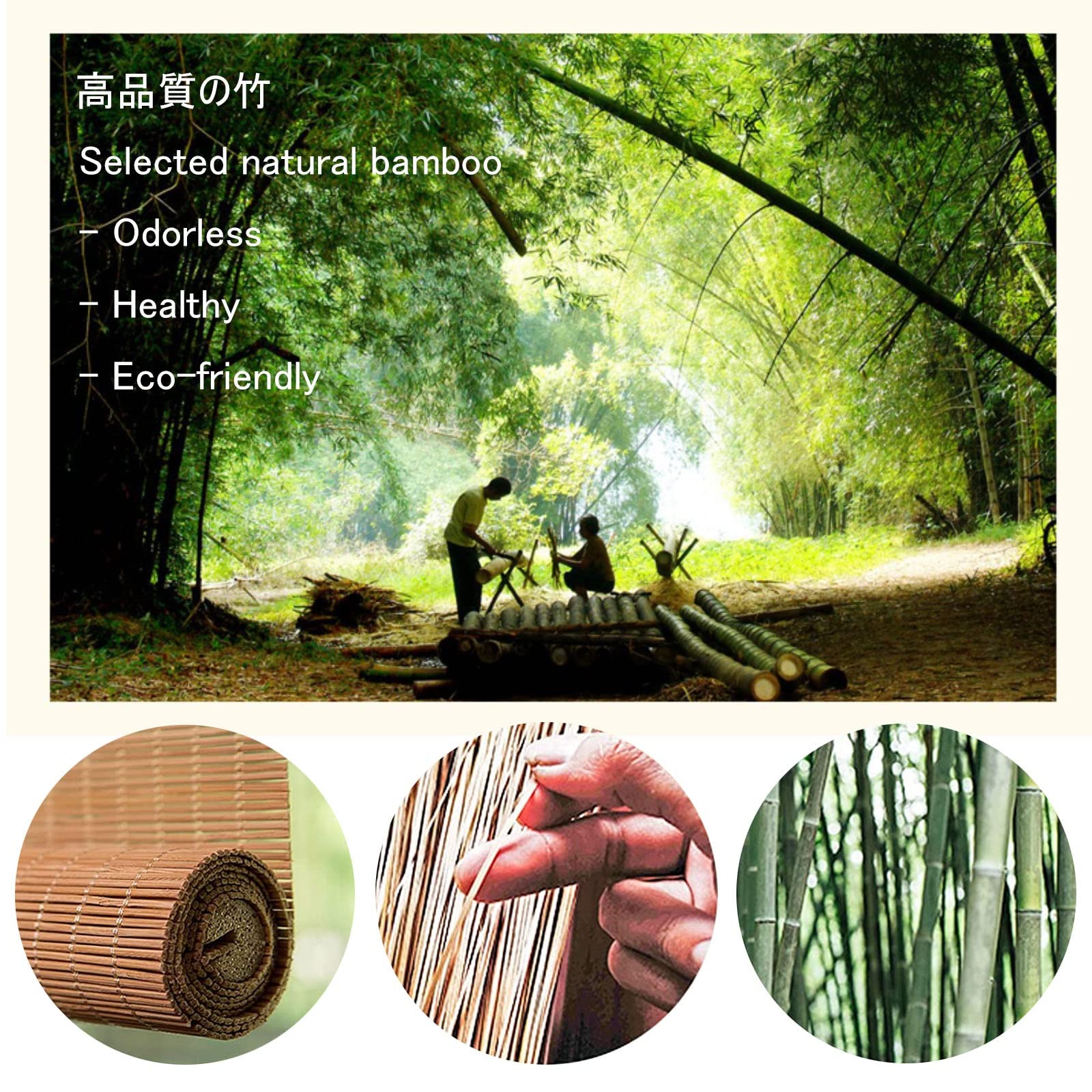 Tenda Avvolgibile in bambù | Tapparella Avvolgibile in Bamboo A Rullo | in Listelli di bambù | Tende A Rullo per Patio, Fatto A Mano, Tasso di Ombreggiatura 55% Traspirante, Facile da Usare