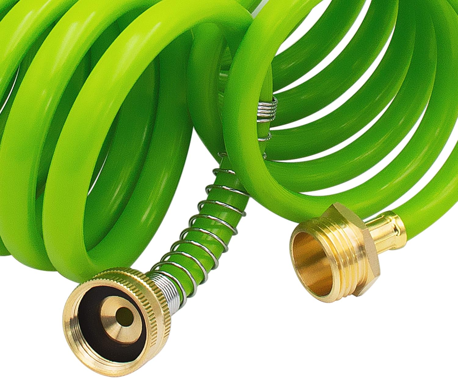 AUTOMAN EVA Recoil Garden Hose 25ft - Includes 7 Pattern Spray Nozzle,Curly Water Hose 25 Foot,Watering Hose Coil,Retractable,Corrosion Resistant Garden Coil Hose.Green