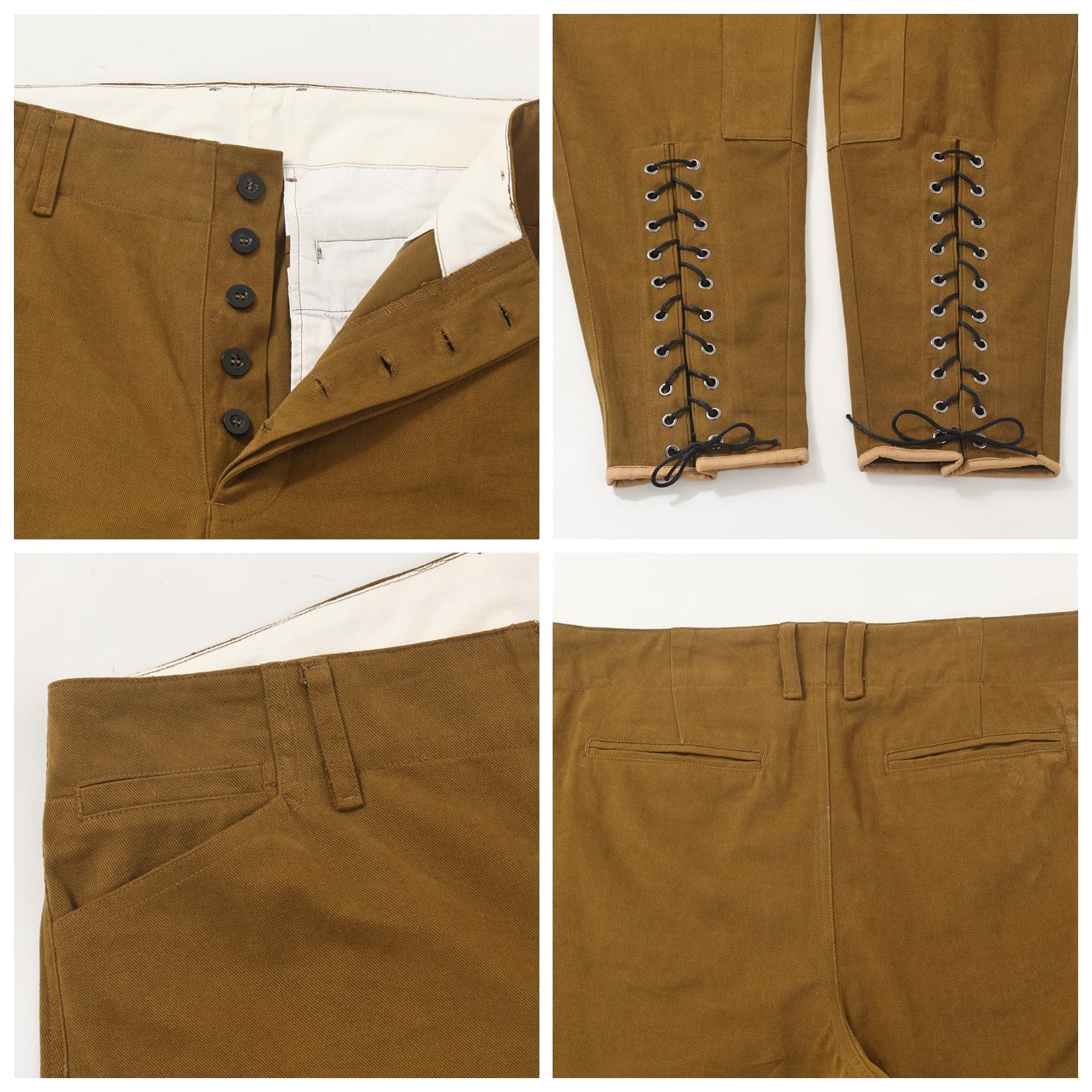 BPURB Reithose aus Baumwolle mit Schnürung und Wadenverschluss, 1940er-Jahre, Militärkostüm für Damen und Herren