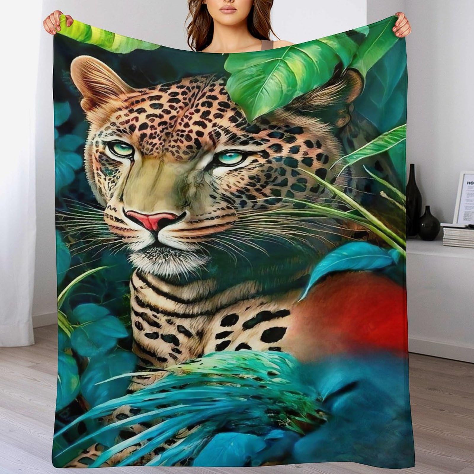Couverture léopard en flannel douce pour cocooning sur canapé et lit