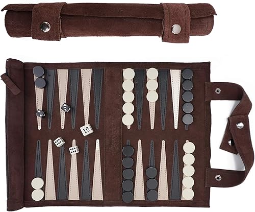 Juego backgammon Sondergut Roll-Up Suede (color moca)
