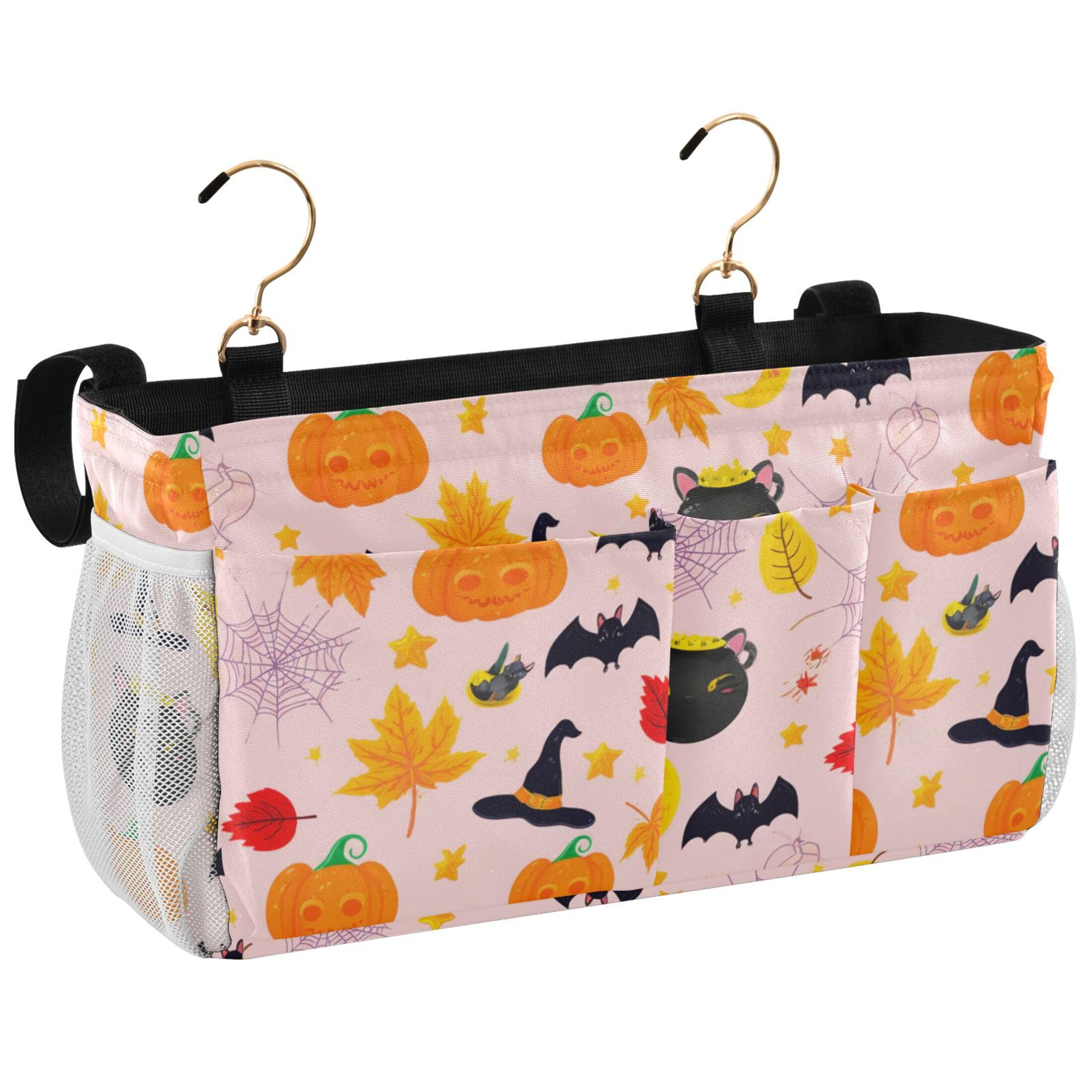 Burbuja Cute Halloween Elements Bedside Caddy Hanging Storage Organizer with 2 Straps and Hooks for Home College Dorm Bunk Bed Hospital Bed Crib