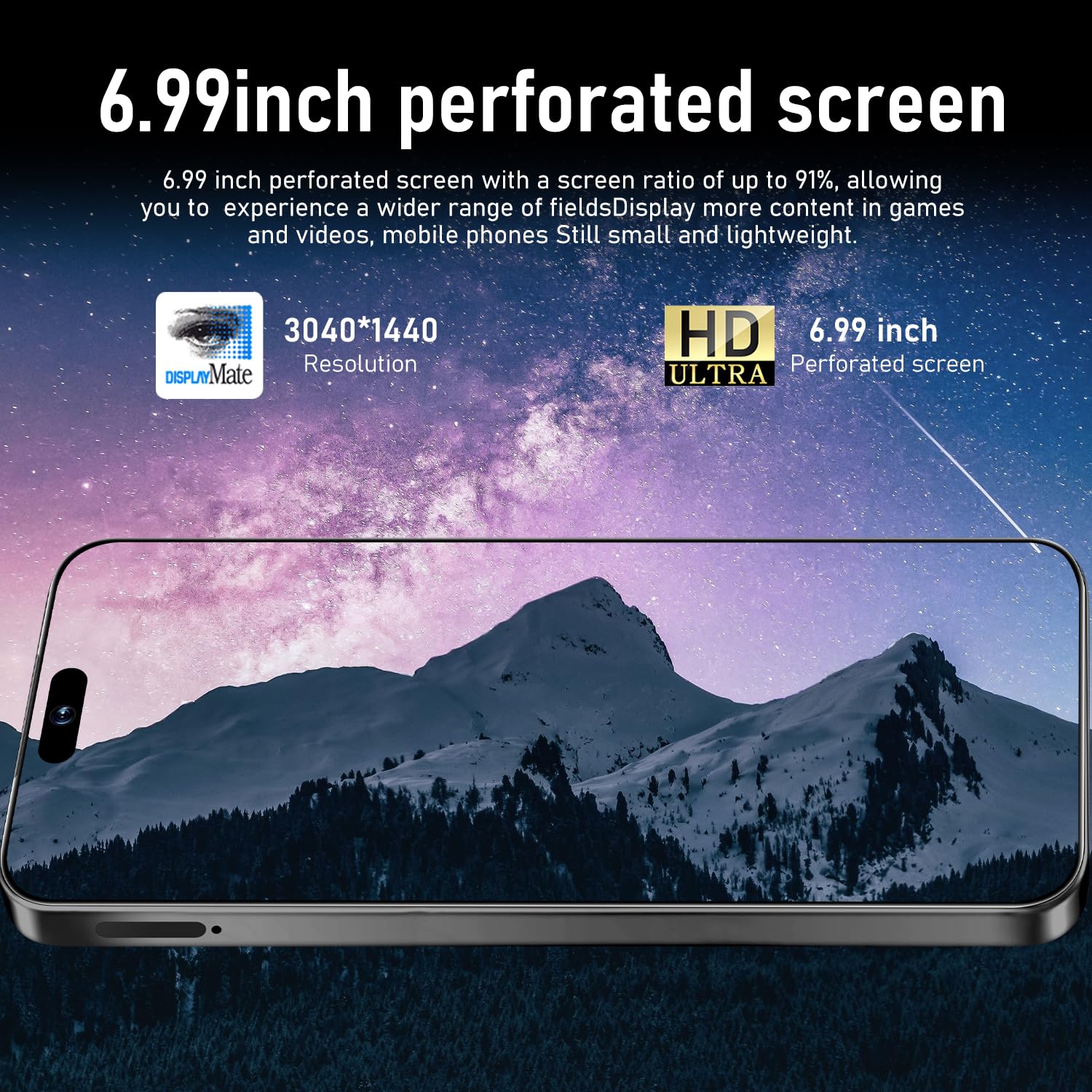 16PROMA X Unlocked Phone, 6.99inch HD AMOLED Screen Smartphone, Battery 7000mAh Cell Phone, Android 13.0 12+512GB with 128GB Memory Card, Face ID/Fingerprint Lock/5G/Photos/GPS (Black)