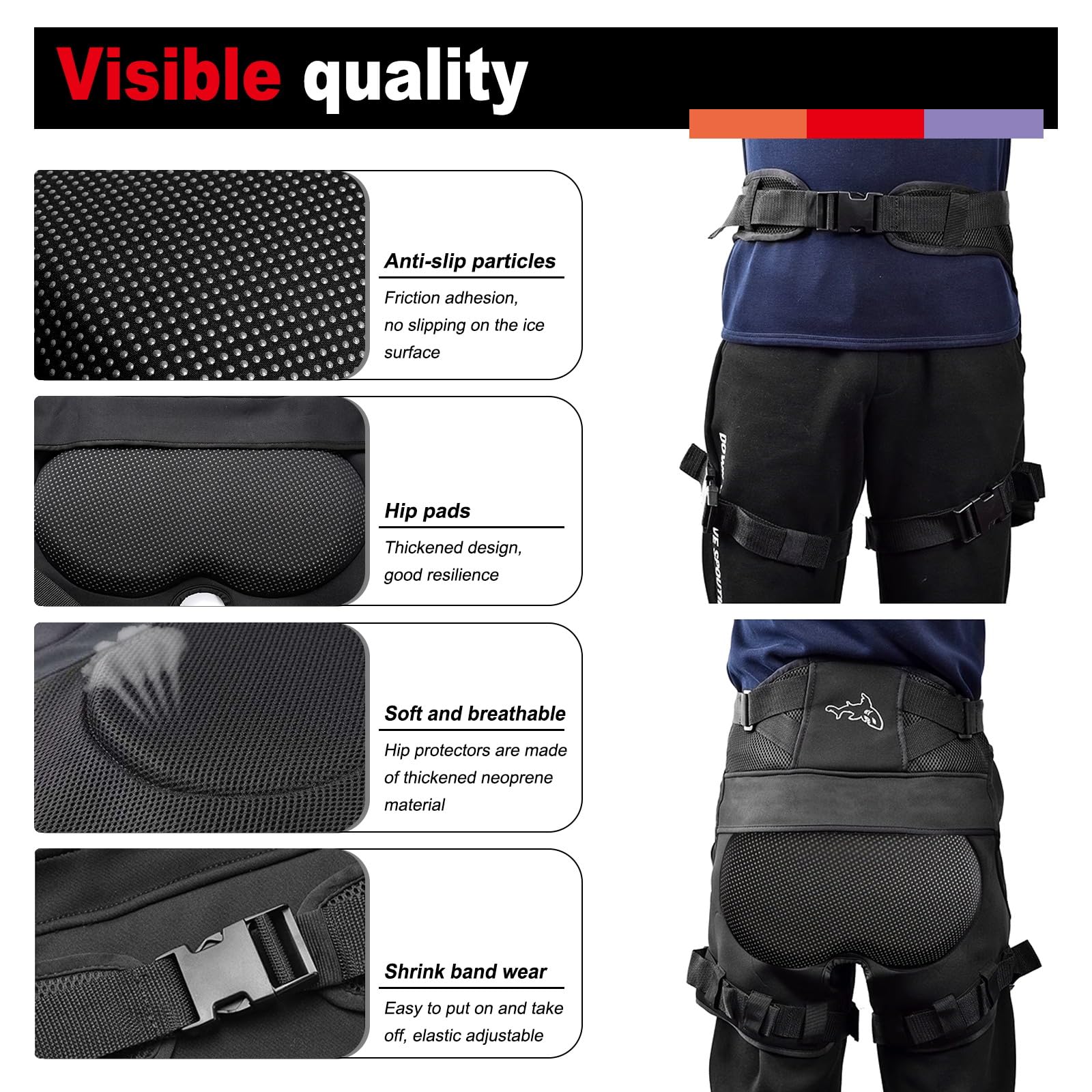 Gepolsterte Schutz-Shorts, Protektorenhose für Kinder/Jugend/Erwachsene, 3D Gepolsterte Shorts für Skateboarden, Snowboarden, Skaten, Rollschuhlaufen und Radfahren (L(75-100kg))