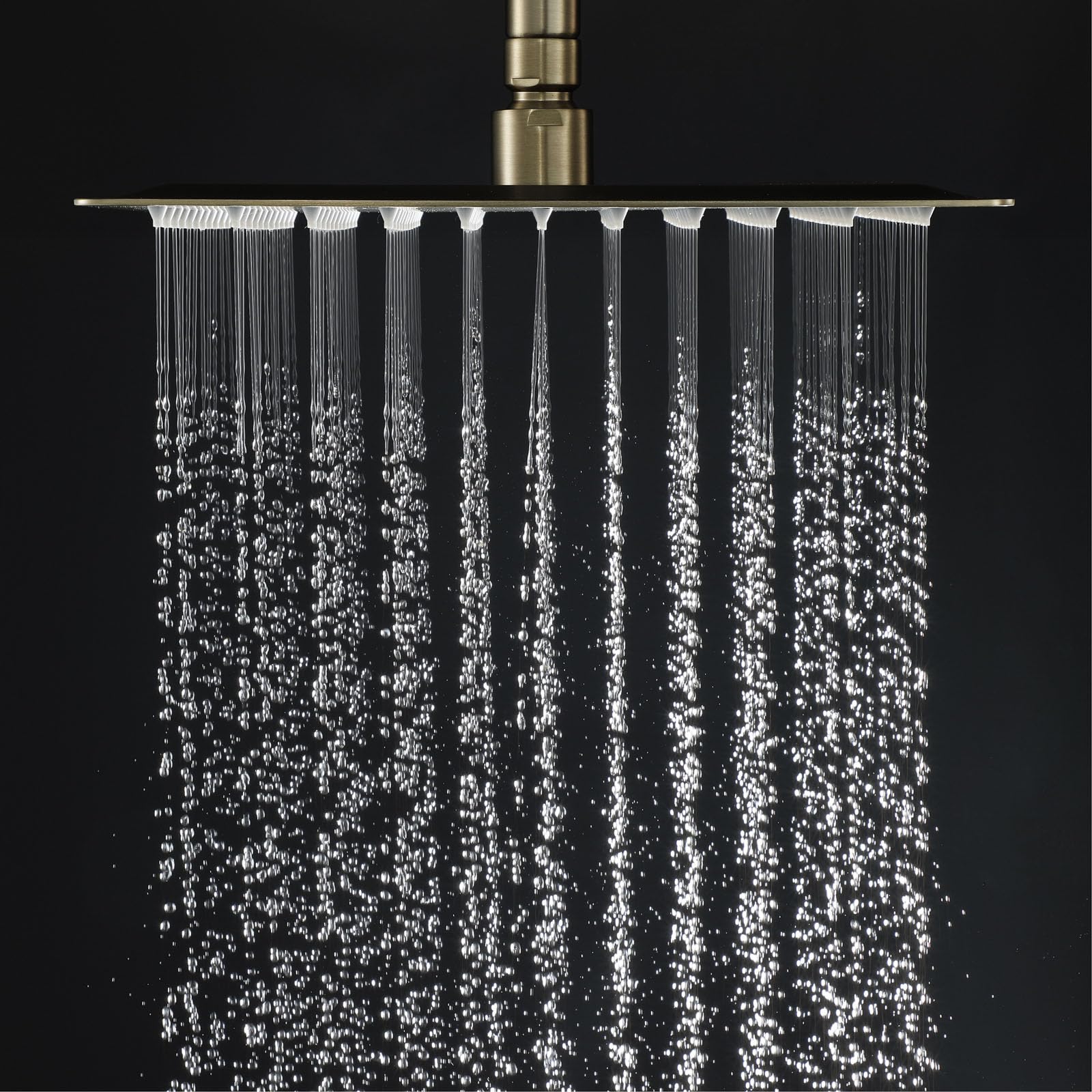 Cabezal de Ducha de Lluvia 10 Pulgadas, 25x25cm Alcachofa de Ducha de Lluvia Cuadrado Acero Inoxidable con 28 cm Brazo de Ducha de Techo, Rociador de Ducha Antical Alta Presión, Oro Cepillado, G1/2