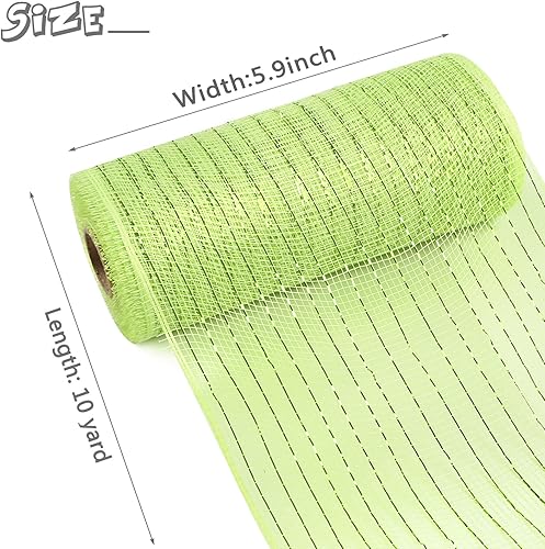 Miniatura 2 de Deco - Cinta de malla decorativa de 5.9 pulgadas x 30 pies con lámina metálica de malla decorativa para coronas de primavera, decoración de fiestas,