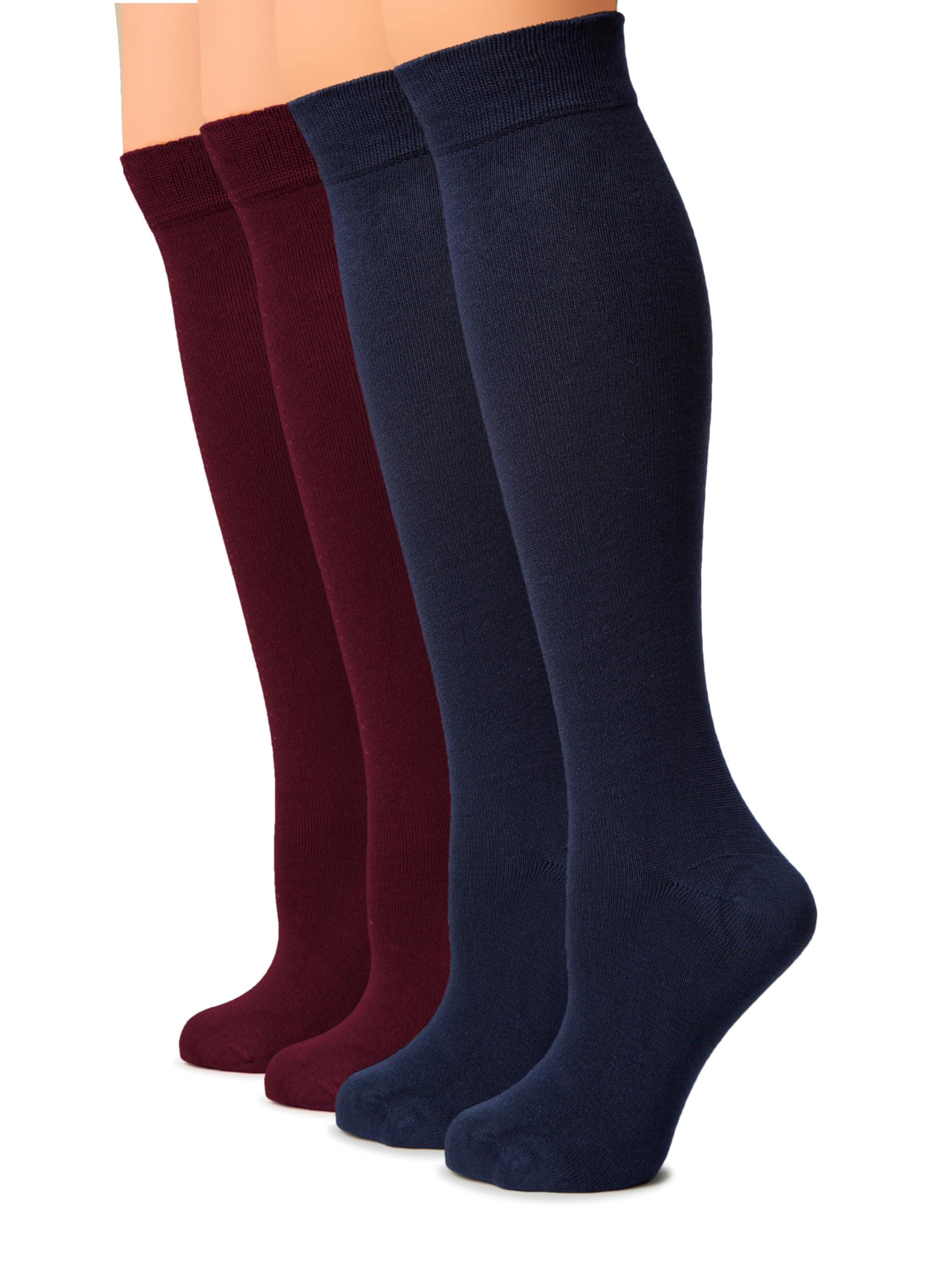 Hugh Ugoli Women Cotton Knee High Socks, Long Dress School Uniform Socks Soft, Lightweight, Size 5-8 &amp; 8-11, 3 &amp; 4 Pairs