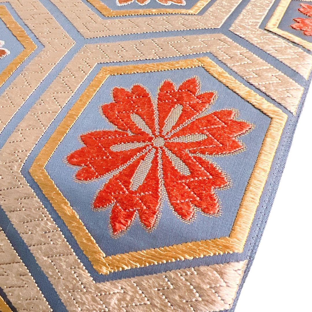 袋帯 唐織 亀甲紋 華紋 着物 091w o.035ho 袋帯 唐織 亀甲紋 華紋