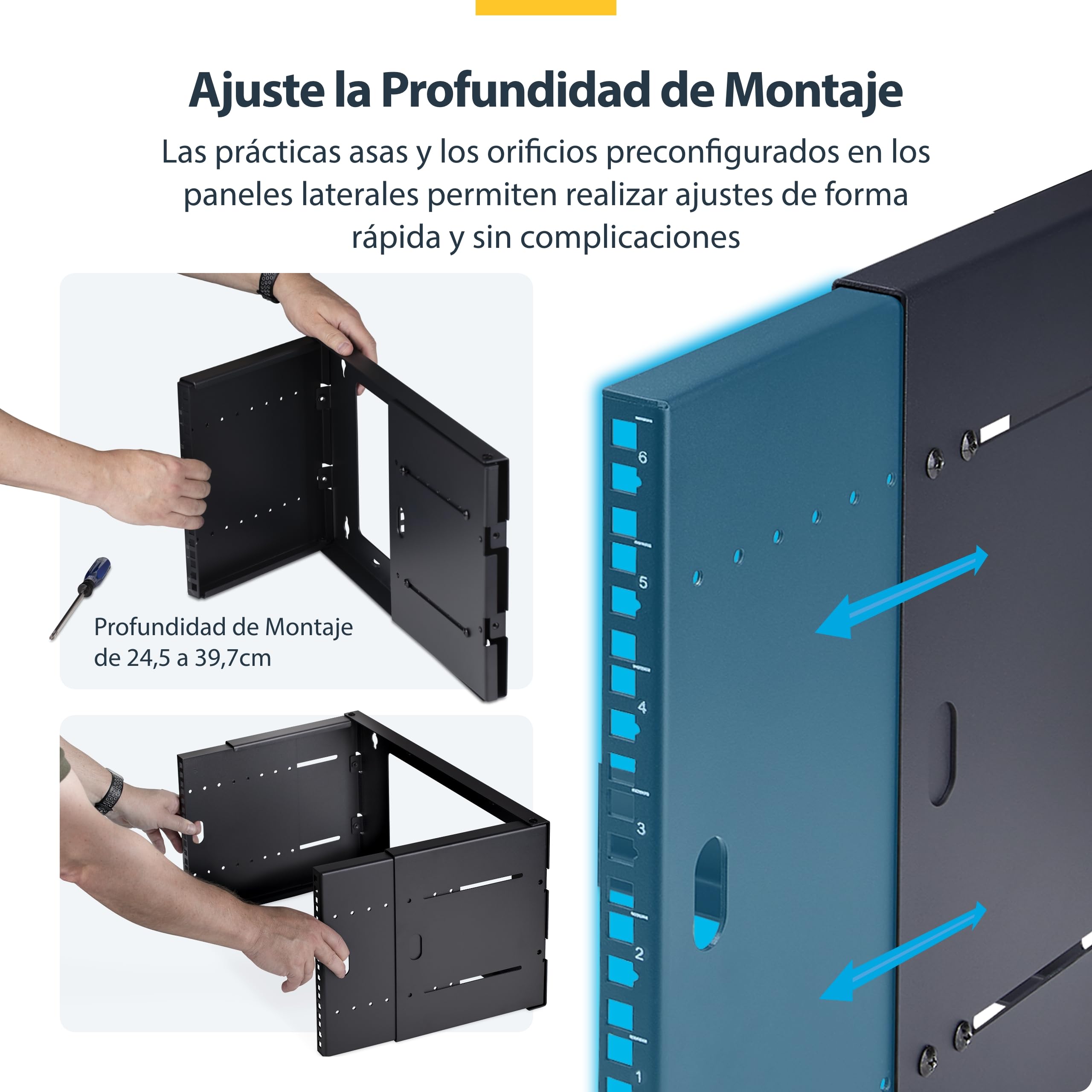 StarTech.com Rack de Pared 8U de 2 Columnas - Ajustable hasta 40,64cm - Bracket Mural de 19" para Servidores - Máximo de 40kg