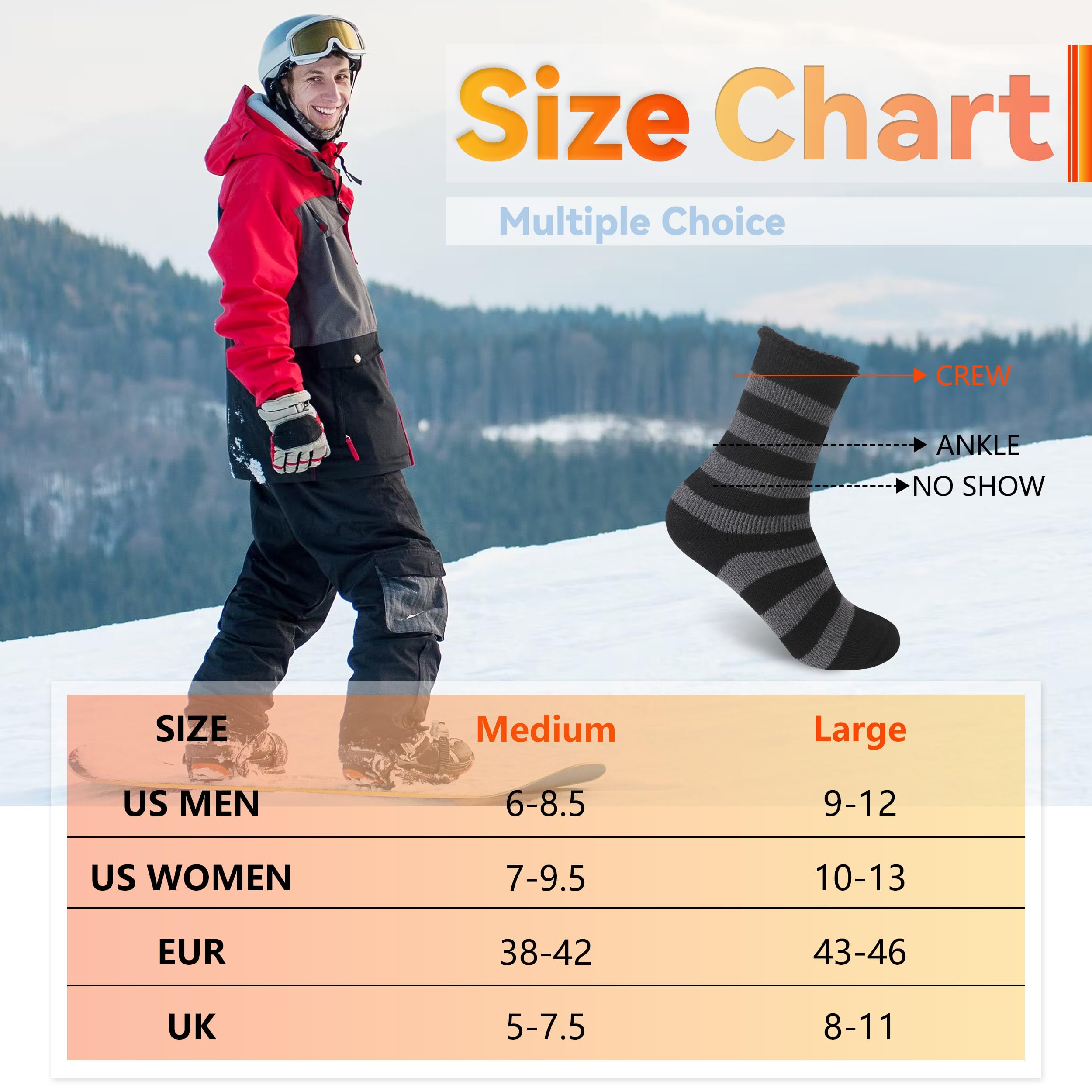 Sunew Calcetines térmicos cálidos, paquete de 4, calcetines térmicos de invierno para hombre y mujer, para esquí al aire libre