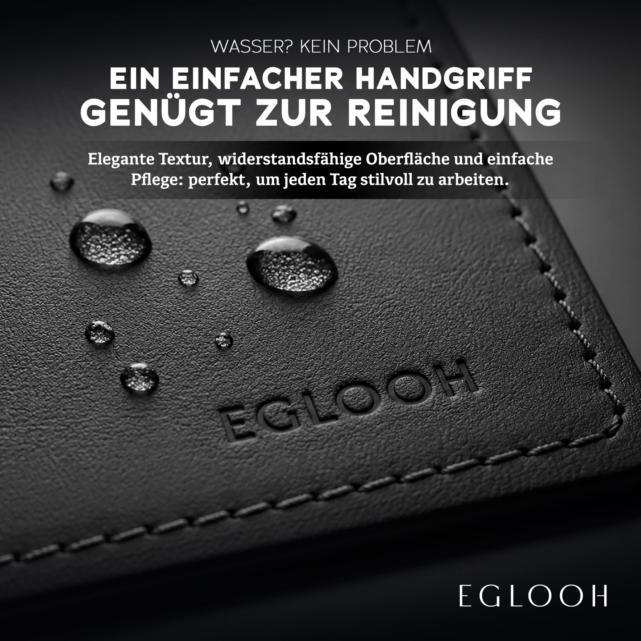 Eglooh - Mercurio - Schreibtischunterlage Leder mit quadratischen Ecken- Desk Mat Leather Rutschfest - Desk Setup Accessories Made in Italy