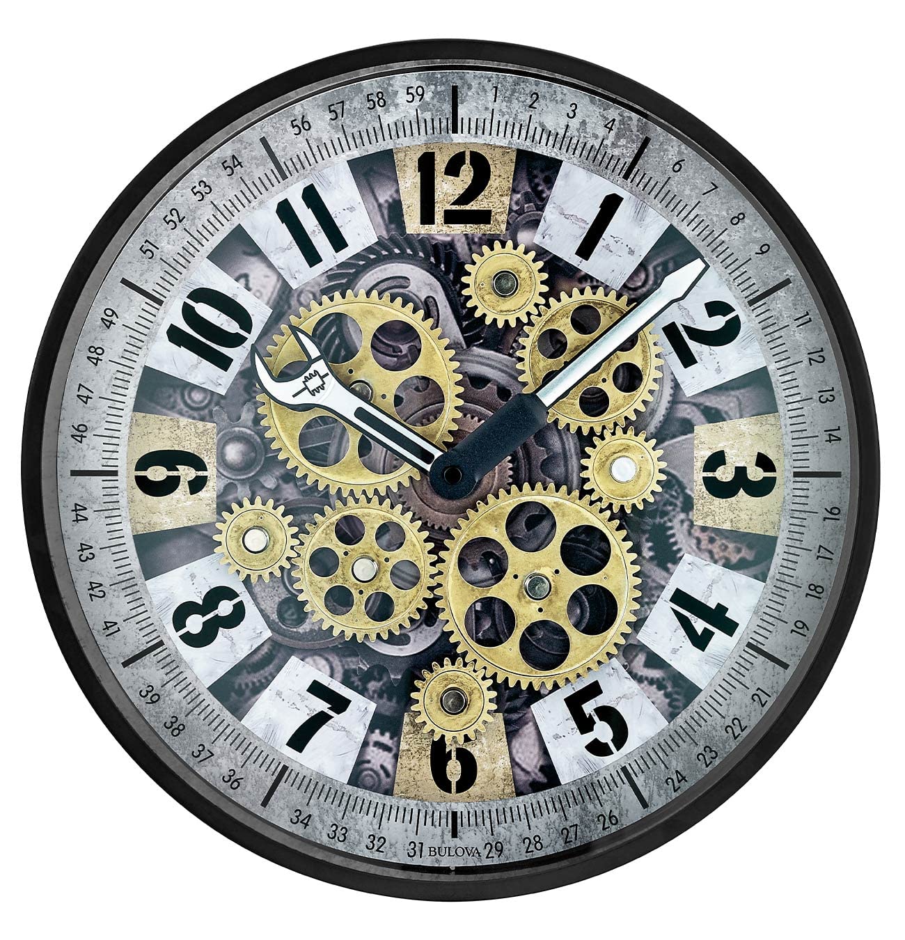 Bulova Clocks Model C4888 Mechanic, Black and Bronze