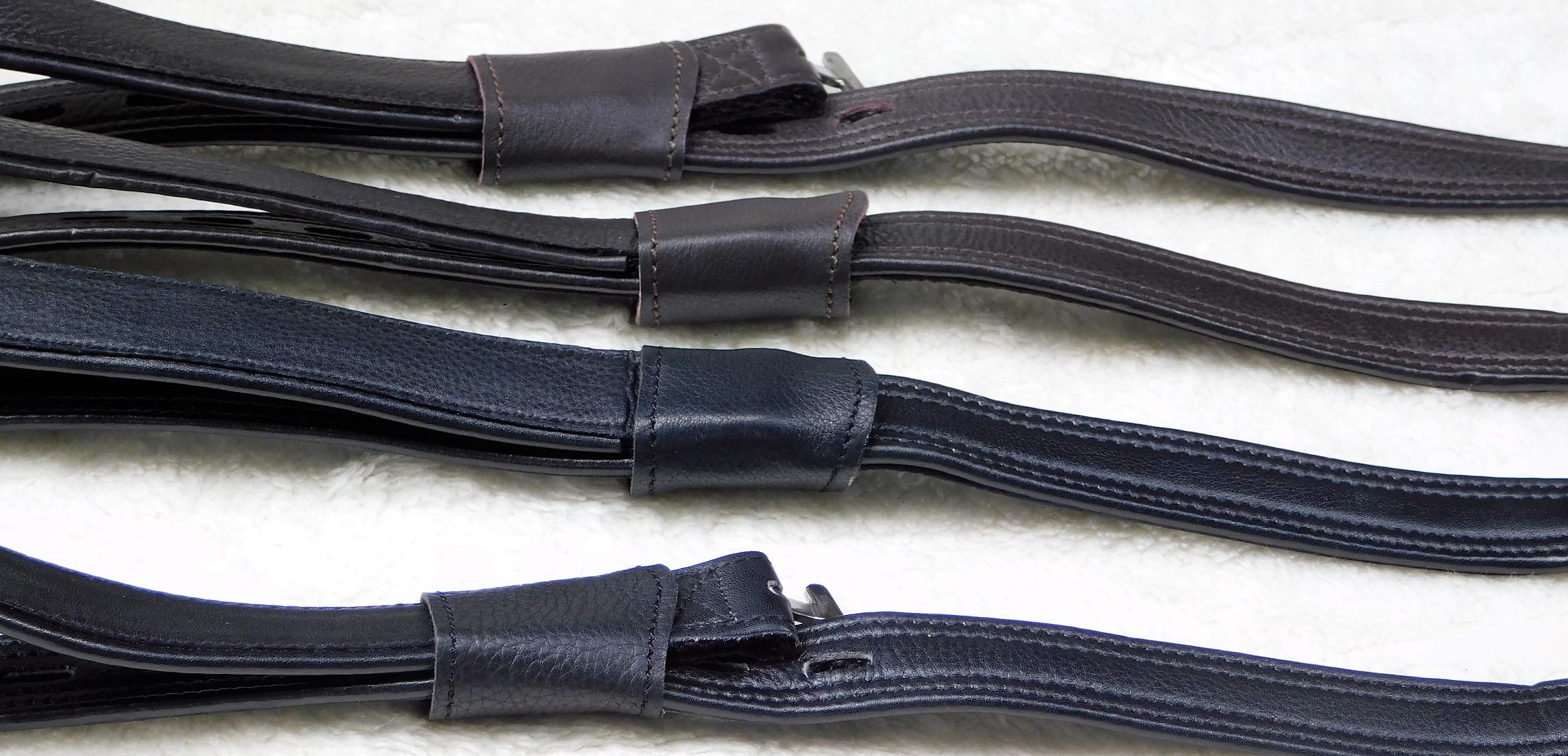 1 Paar Mono Steigbügelriemen Riemen Schwarz Braun Leder/Nylon Webbers 50-69 cm Tysons (Schwarz)