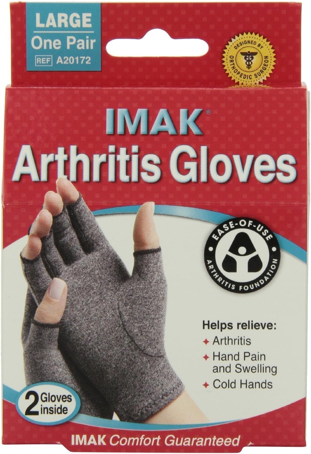 IMAK Arthritis Gloves Large Relieve Aches, Pains and Stiffness with