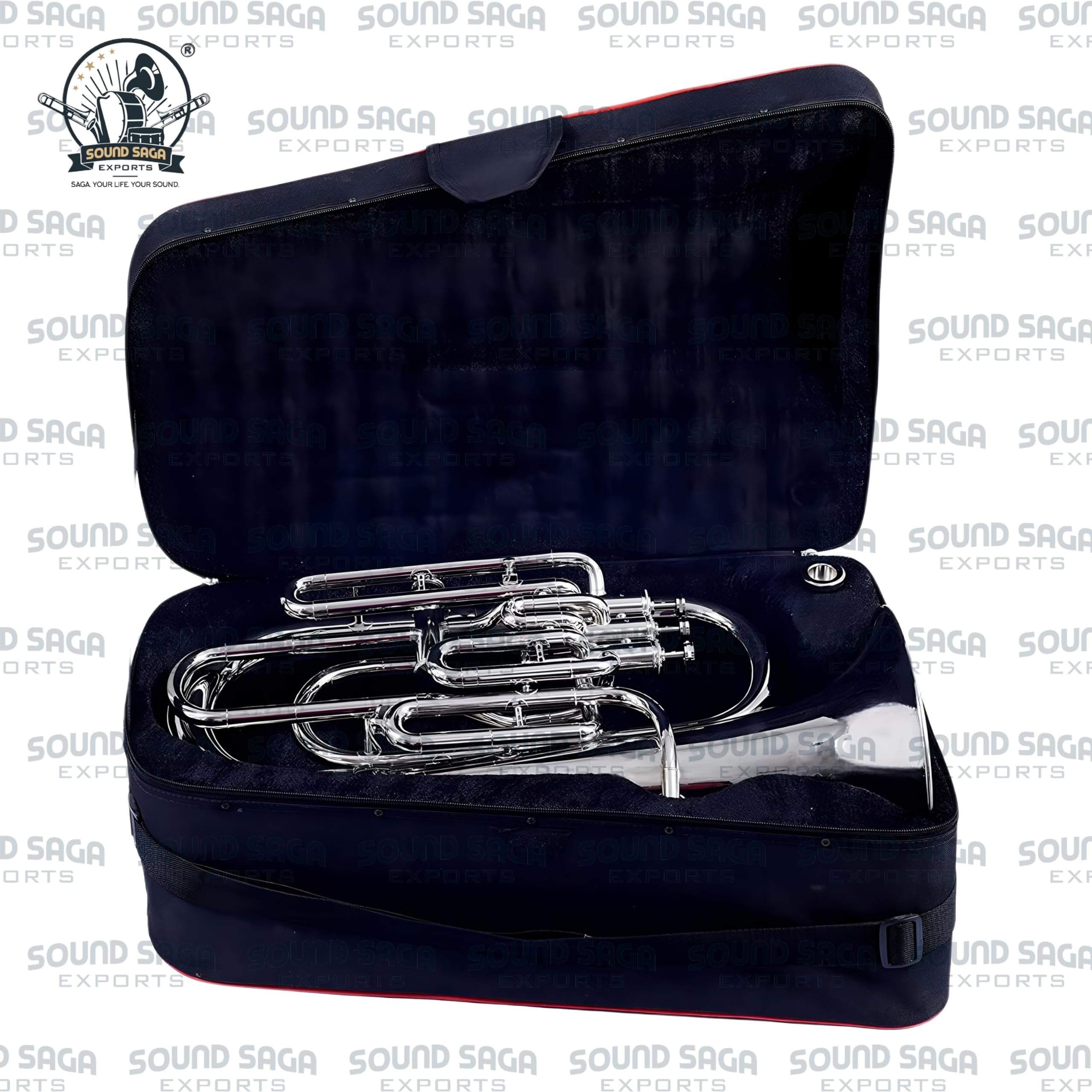 SOUND SAGA(r) Euphonium 4 Valve Bb Pitch Including Mouthpiece and Carry Case. (SILVER CHROME) - Image 6