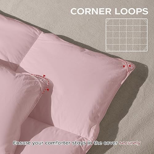 Miniatura 5 de puredown Edredón de fibra de plumón de ganso tamaño Queen de gran tamaño, para todas las estaciones, relleno de edredón 100% algodón, calidez media,