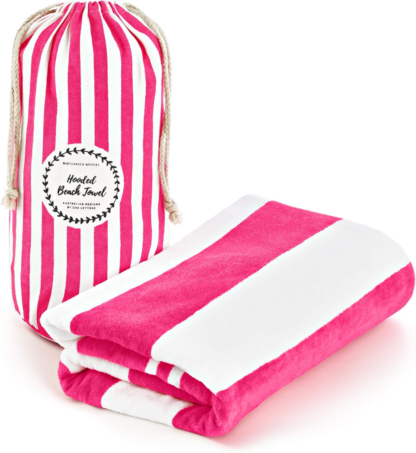 Premium Hooded Beach Towel for Kids Aged 3-10 | Drawstring Carry Bag Included | Size 30"x50" | Classic Children's Beach Towels for Girls and Boys | 100% Cotton Kids Beach Towel- Starfish Pink