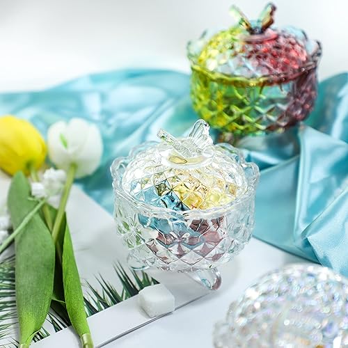Miniatura 9 de Royal - Caja de dulces de cristal en relieve con tapa, joyero con pies, tarro de galletas, tarro de galletas, dulces de boda, tarros de bufé, tarro