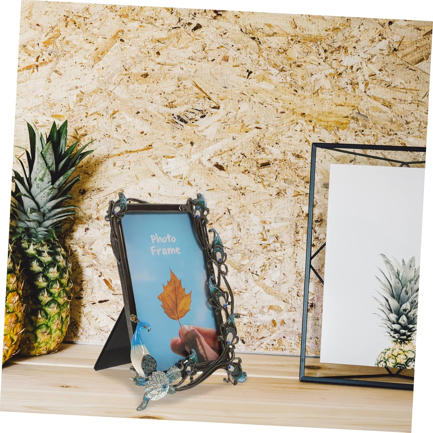 GARVALON レトロ孔雀デザインデスクトップフォトホルダー 写真対応の装飾