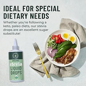Organic Stevia Liquid Drops, 8 fl oz, Liquid Stevia Sweetener from Stevia Extracts, Zero Calorie Sweetener, Pure Stevia Liquid, Zero Carb Sweetner & Keto Sugar Substitute, 1800+ Servings