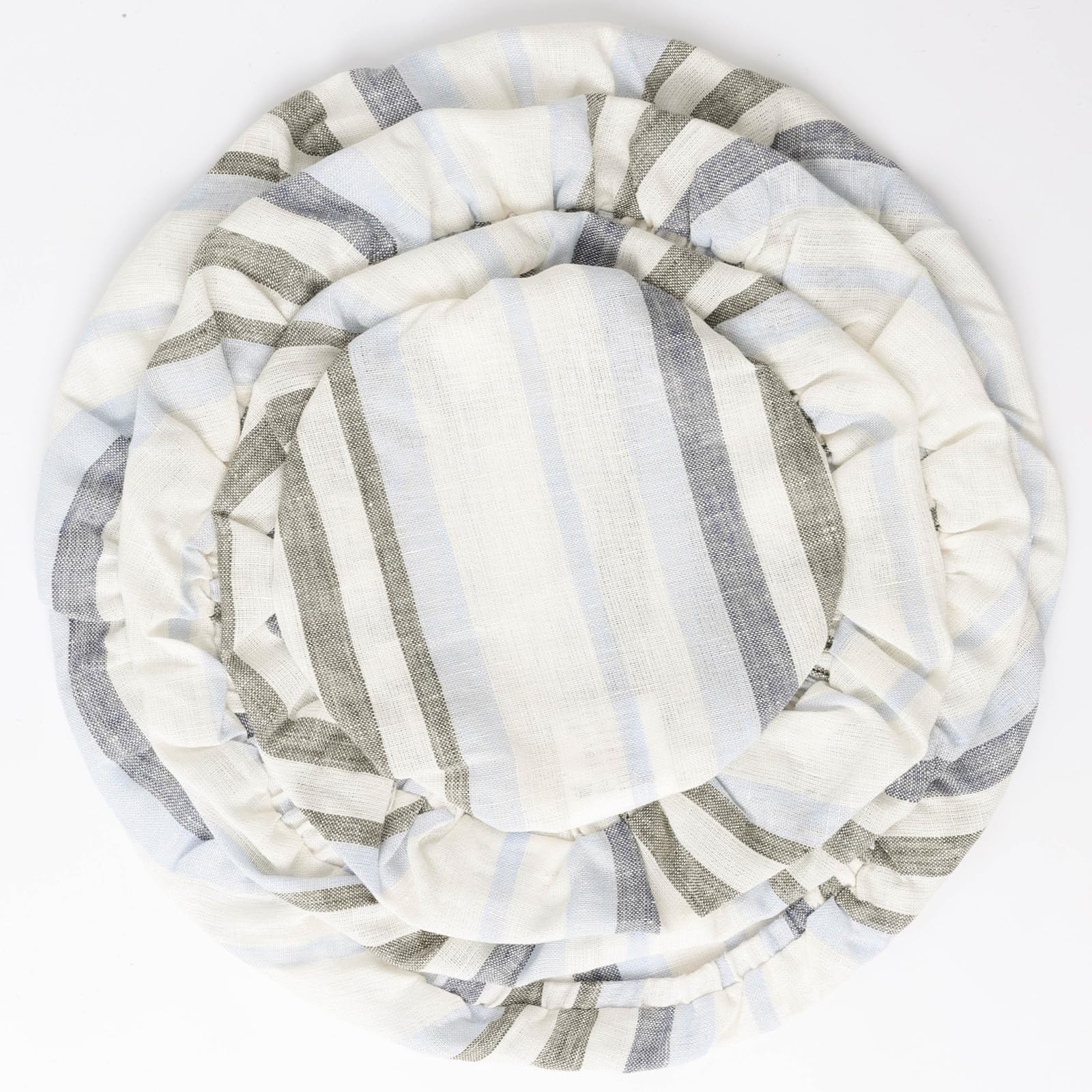 100% Linen Bowl Covers Reusable For Bread Proofing, 4 Pcs Elastic Cloth Fabric Colorful Stripe Bowl Covers, 5.9*7.9*9.8*11.8 Inches, Colorful 2
