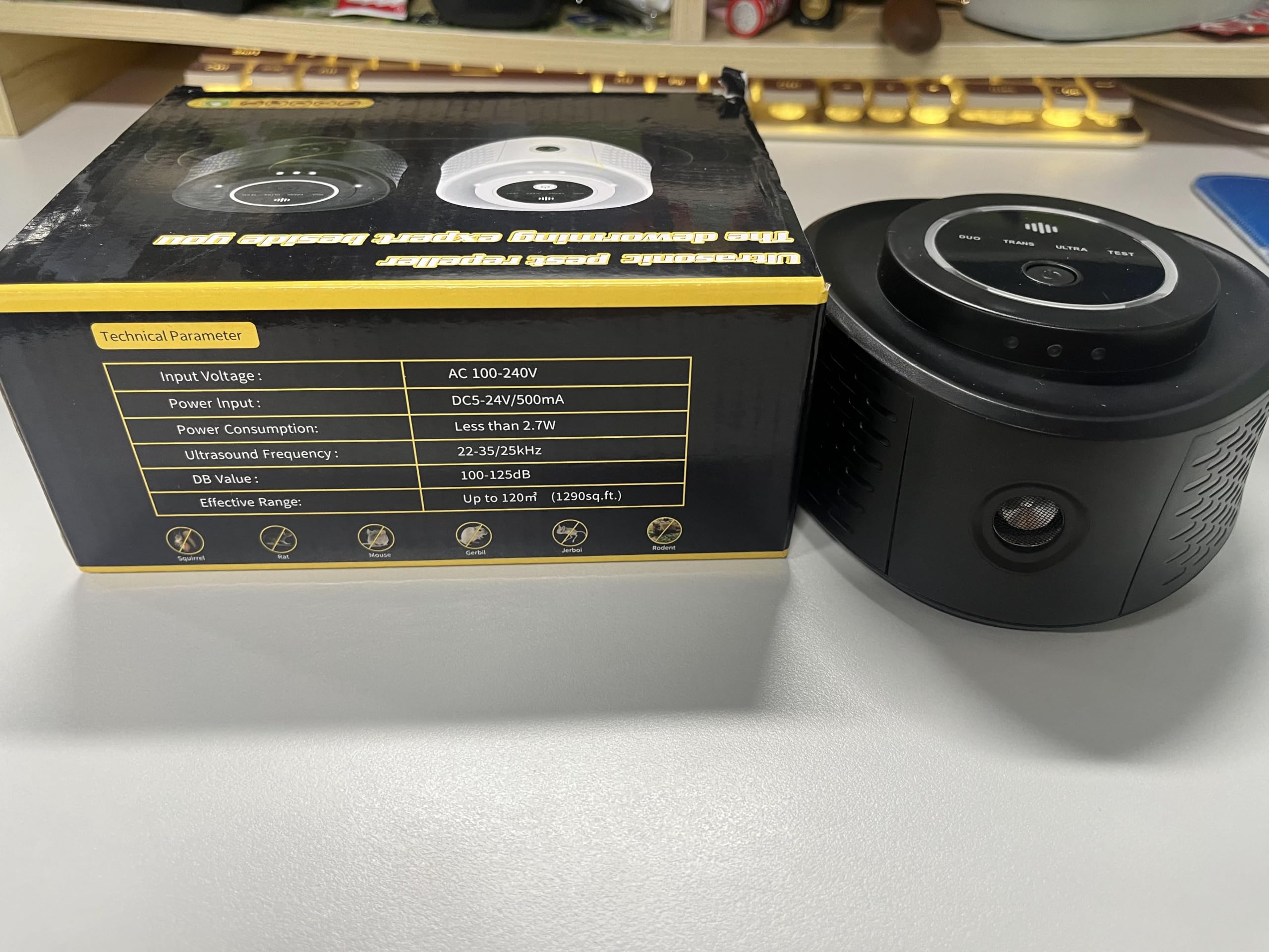Repelente ultrasónico de ratones de 360° para control de plagas en interiores para roedores, ratones, ratas, ardillas, murciélagos, cucarachas, arañas, hormigas, insectos, dispositivo repelente