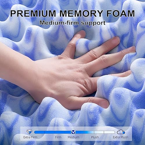 Miniatura 4 de Cubrecolchón de espuma viscoelástica de 2 pulgadas, tamaño King, color morado, protector de colchón de espuma de gel refrescante para alivio de