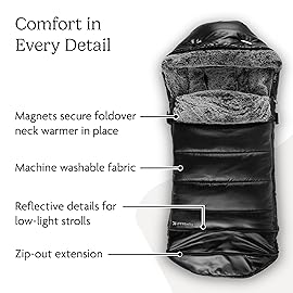 UPPAbaby CozyGanoosh Luxe 2-in-1 Footmuff - Fits Strollers + RumbleSeat - Ultra-Plush with Zip-Out Liner, All-Season Weatherproof Cover - Lyla (Onyx Nylon)