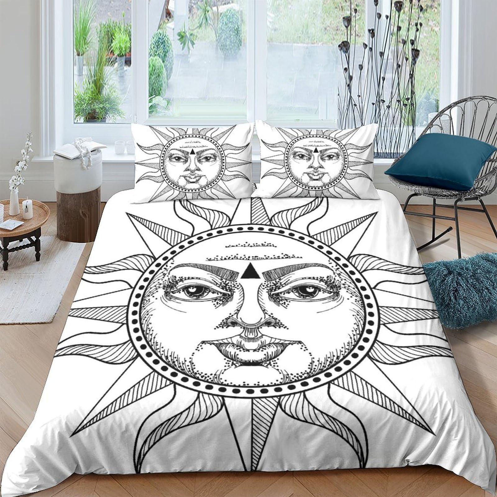 Ctjqhvkz Style-8 3D Printed Sun Face Fitted Sheet Microfiber Anti-Slip Moon Art Mattress Cover For Bedroom Dorm Decor Easy Care Single（135X200cm）