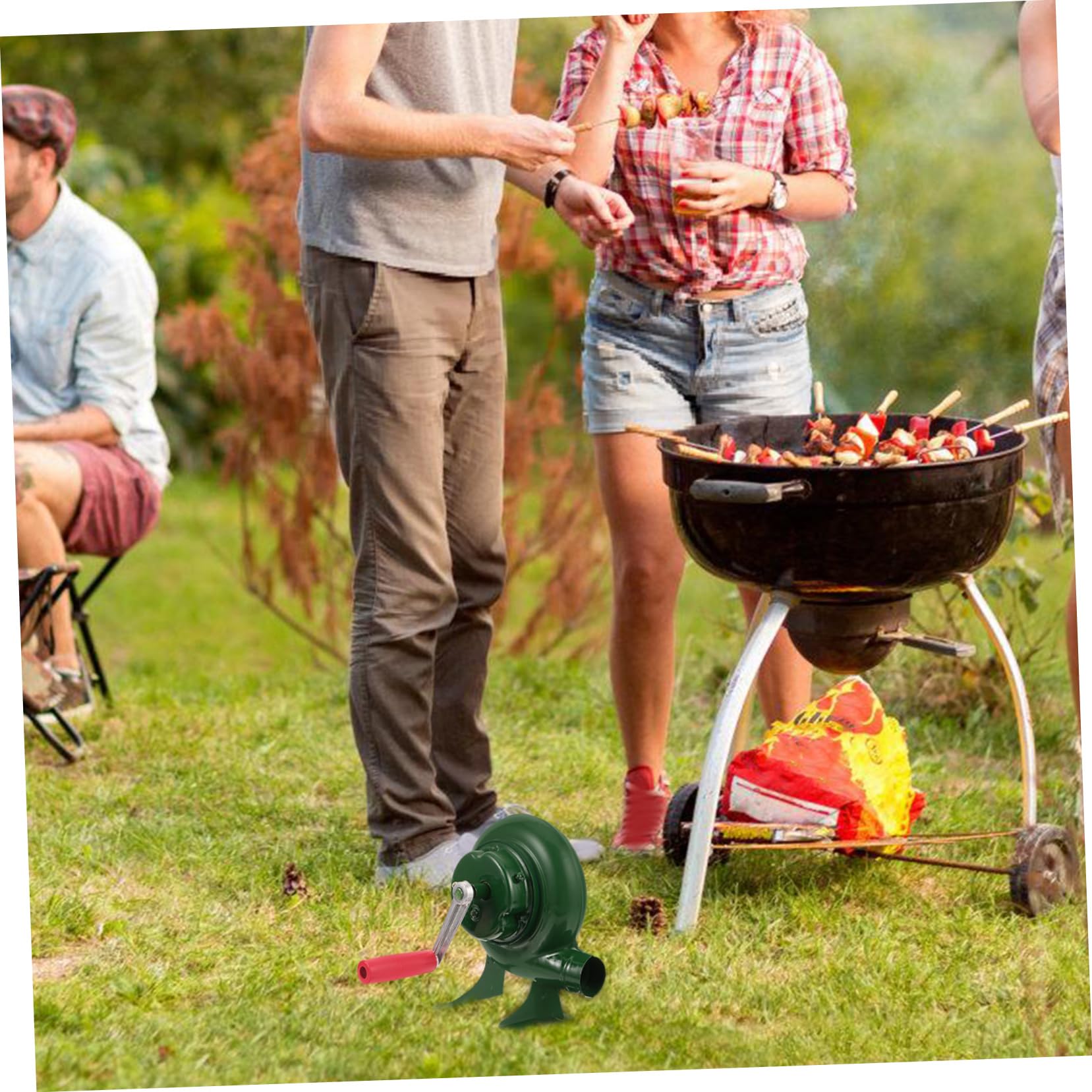 Soffietto Manuale per Barbecue in Ferro Portatile per Stufa Esterno Accessorio per Fuoco Campeggio e Giardino