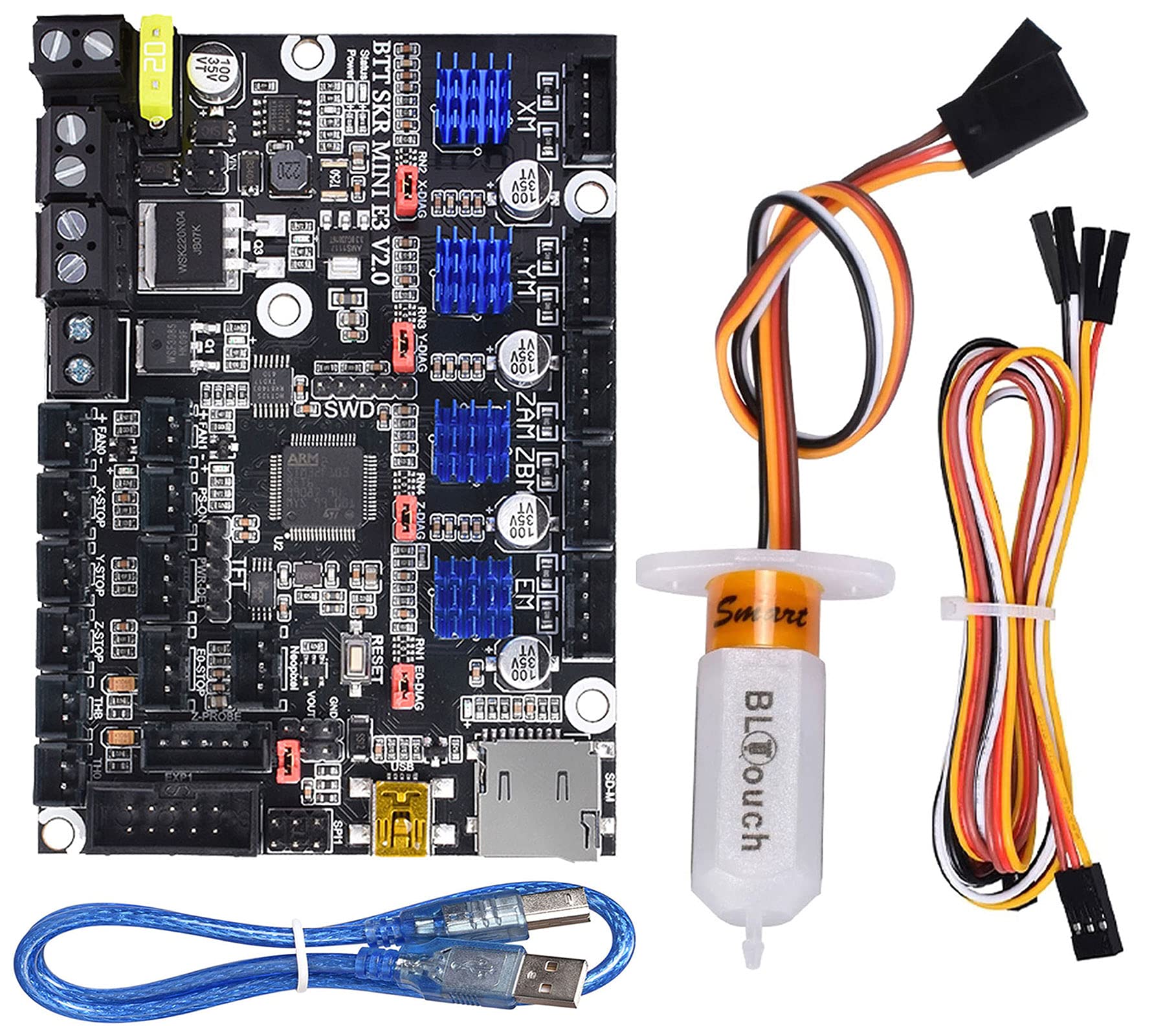 BIGTREETECH SKR Mini E3 V2.0 New Upgrade Control Board 32Bit with TMC2209 UART Driver 3D Printer Parts Cheetah V1.0 for Creality Ender3 (with BLTouch Extension Cable Kit)
