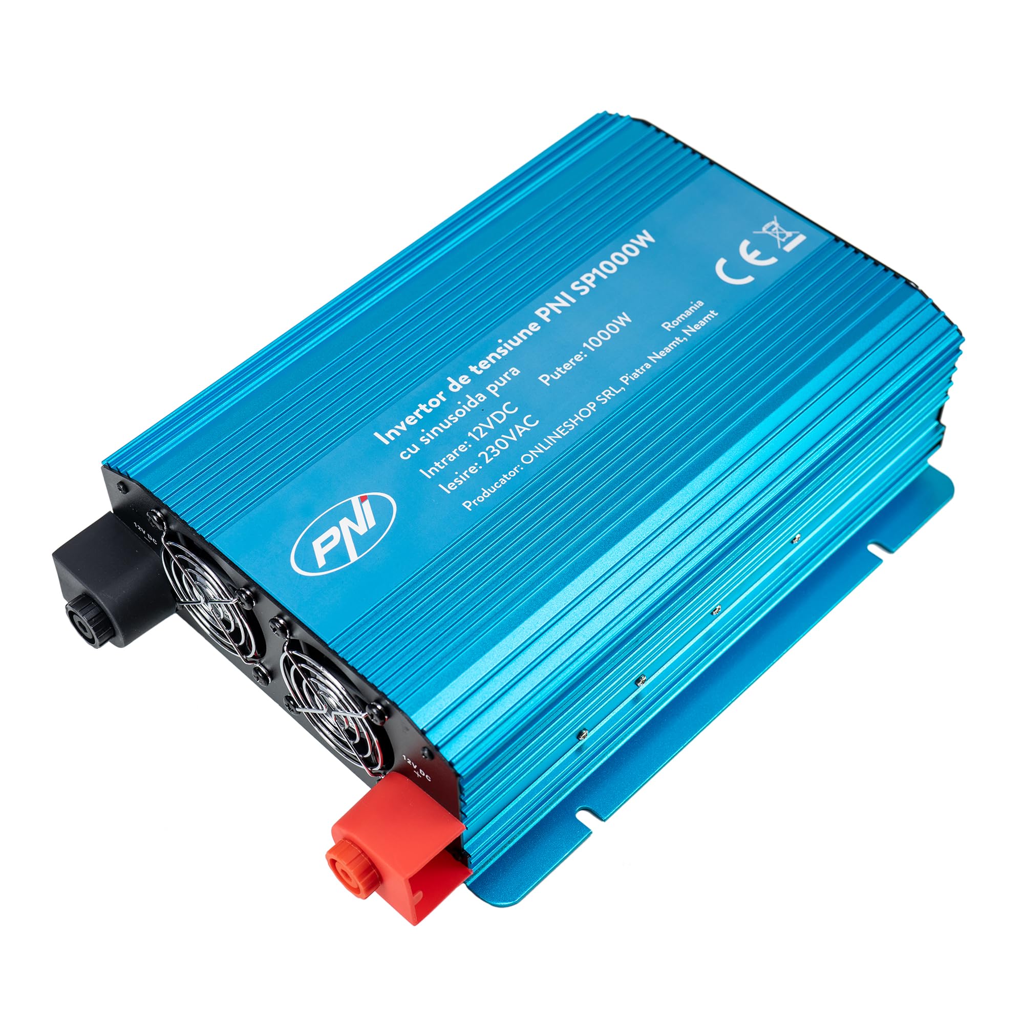 PNI SP1000W Convertisseur Transformateur Chargeur pour Voiture Onduleur à onde sinusoïdale pure, Onduleur 12 V DC à 230 V AC, 2 prises Schuko