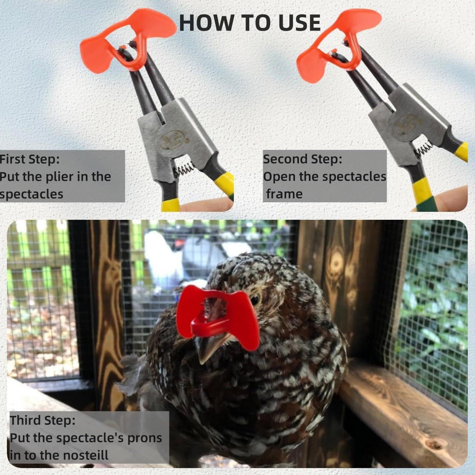 Chicken Eye Blinders – Lunettes anti-picage de poulet | Lunettes anti-picage de faisan | Lunettes de prévention de la volaille avec pince pour poule de coq