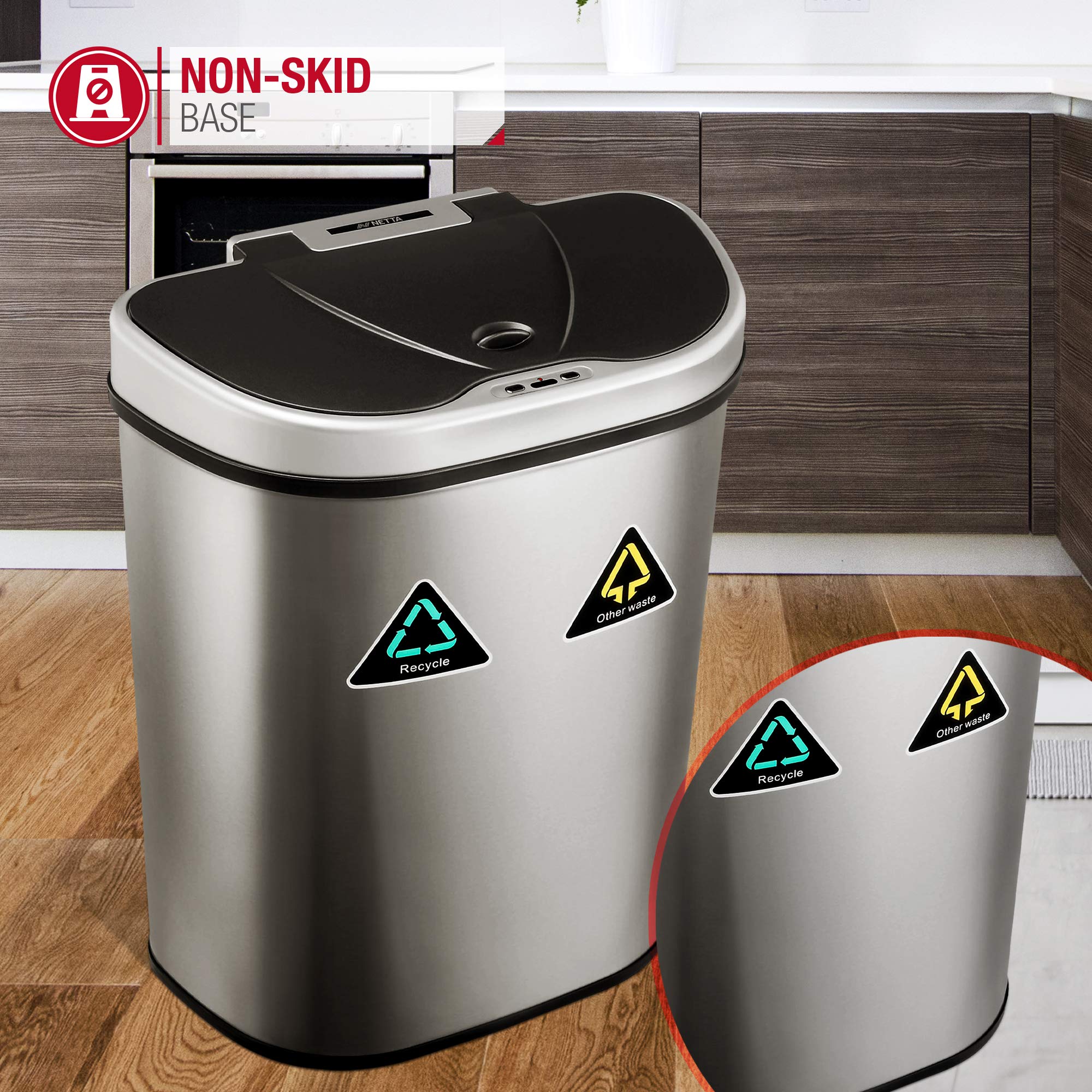 NETTA 70L Kitchen Recycling Sensor Bin Large TouchFree Automatic