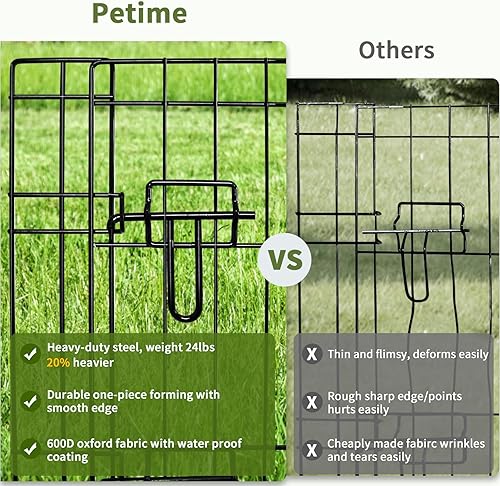 Miniatura 4 de PETIME - Corral plegable de metal para ejercicio de perrosParque de juegos para cachorros con 8 paneles para interiorexterior, valla de patio
