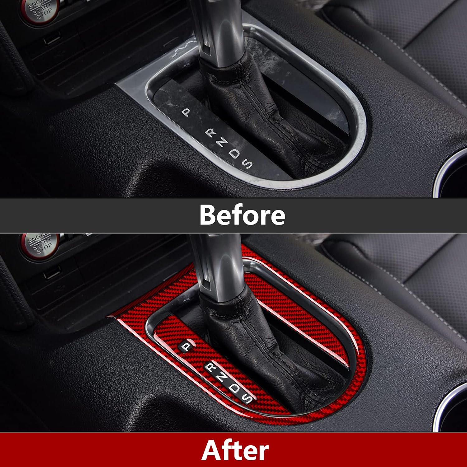 Gear Shift Panel Sticker Carbon Fiber Accessories for Ford Mustang 2015 2016 2017 2018 2019 2020 2021 2022 2023
