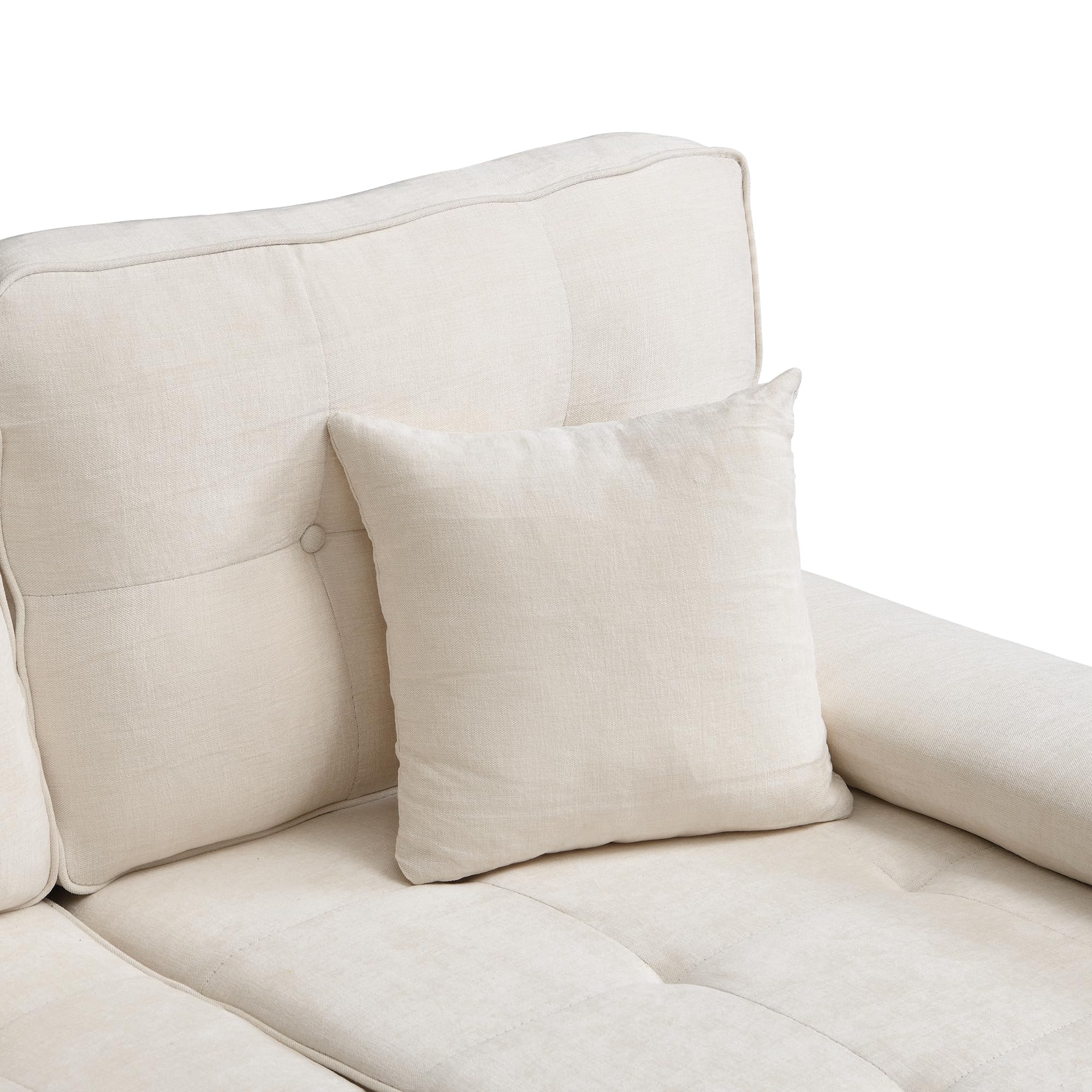 Divano ad angolo in ciniglia a forma di L, 195 cm di larghezza, divano chaise longue multifunzionale a tre posti con funzione letto, con poggiapiedi mobile, ideale per piccoli appartamenti
