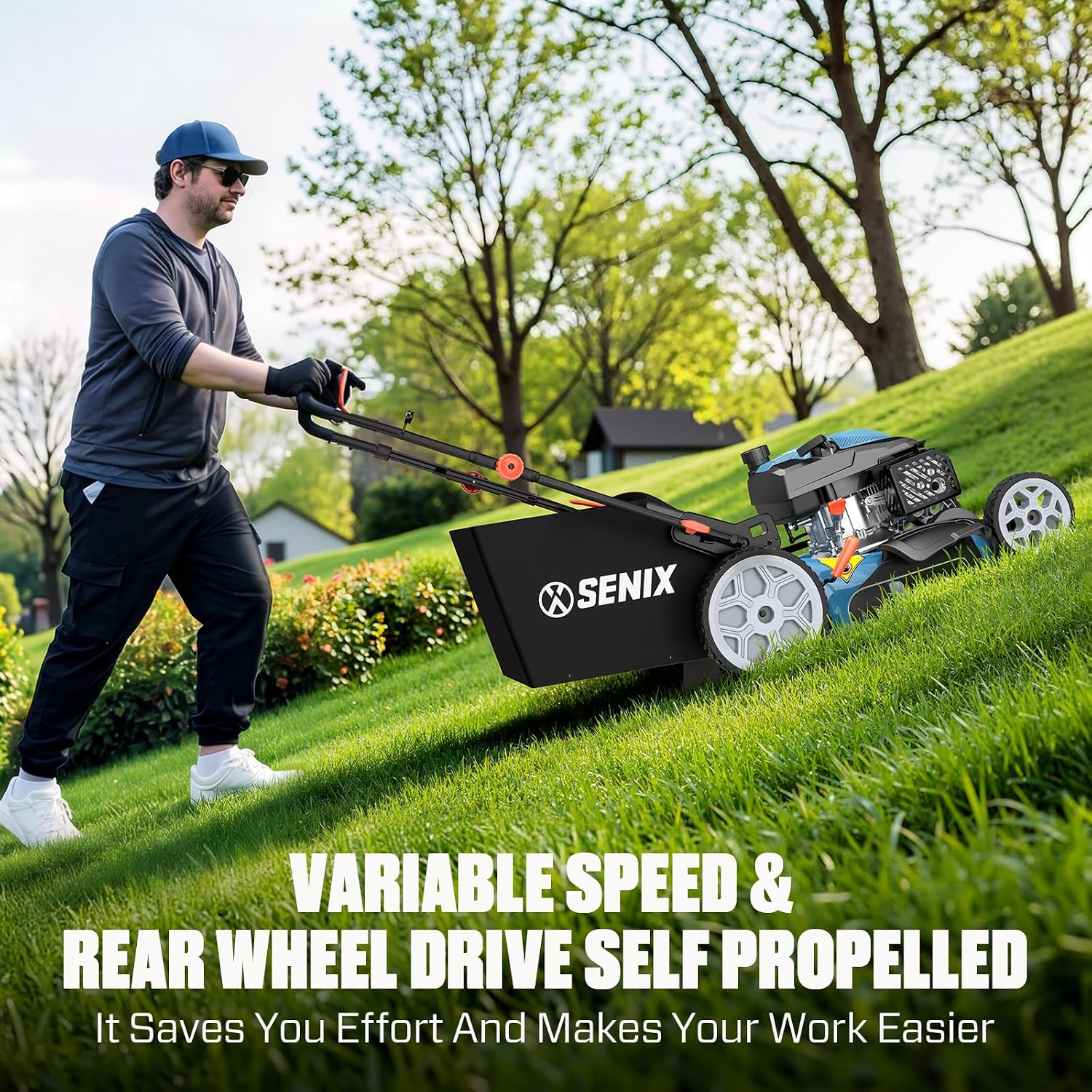 SENIX 201cc 22" 3-in-1 Variable Speed Self Propelled Gas Lawn Mower photo 5